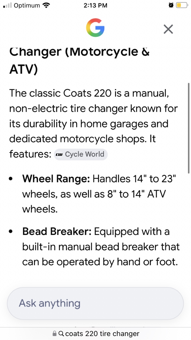 Coats 220 Manual Tire Changer - photo 3