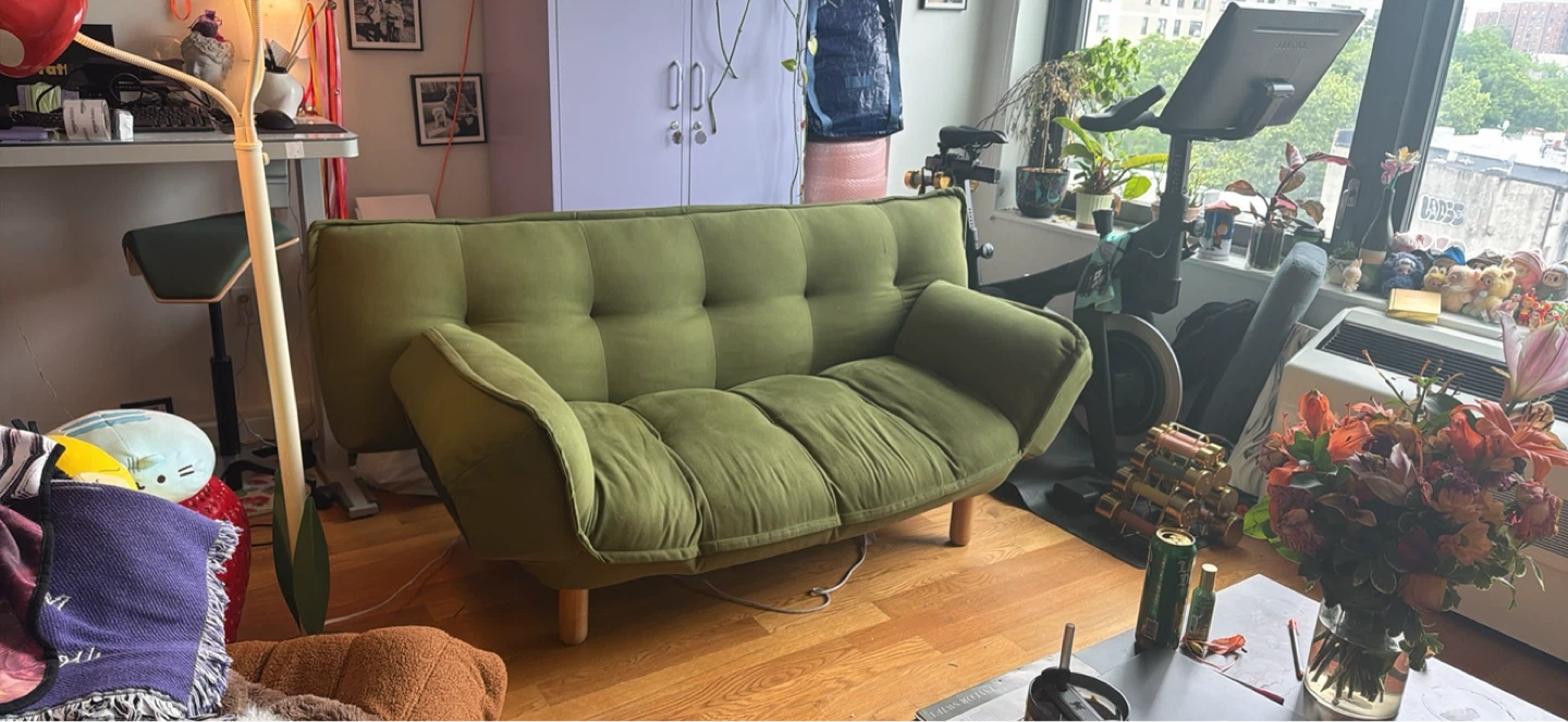 Olive Green Tufted Sofa
