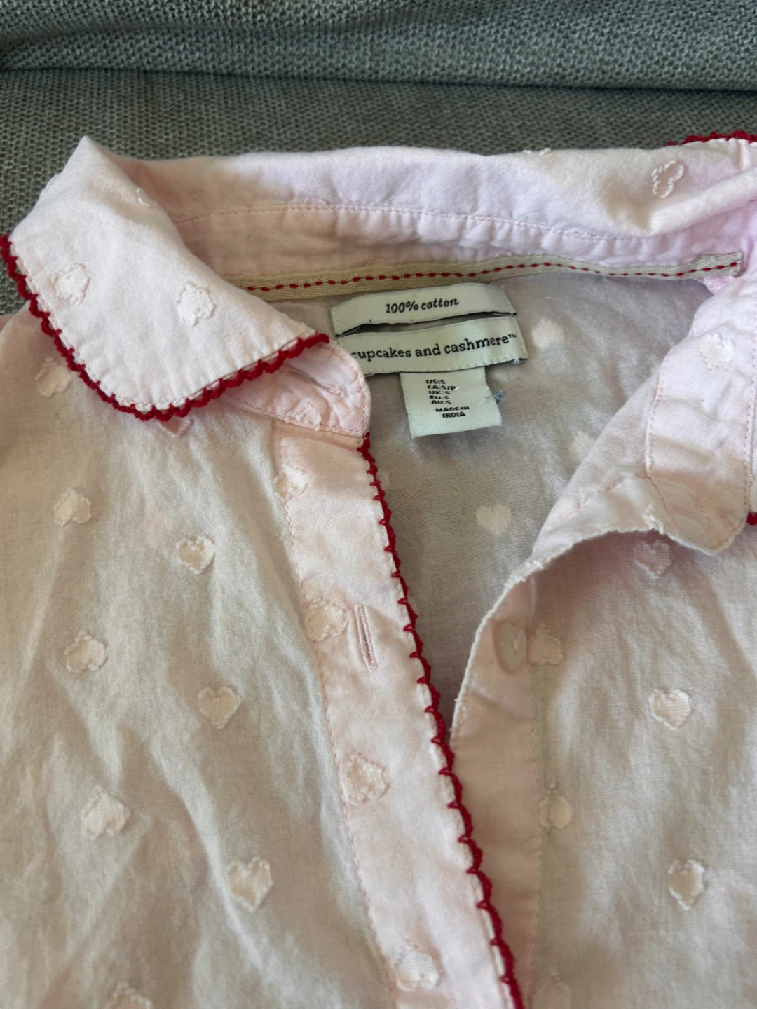 Cupcakes & cashmere small 100% cotton pajama  embroidered hearts - photo 4