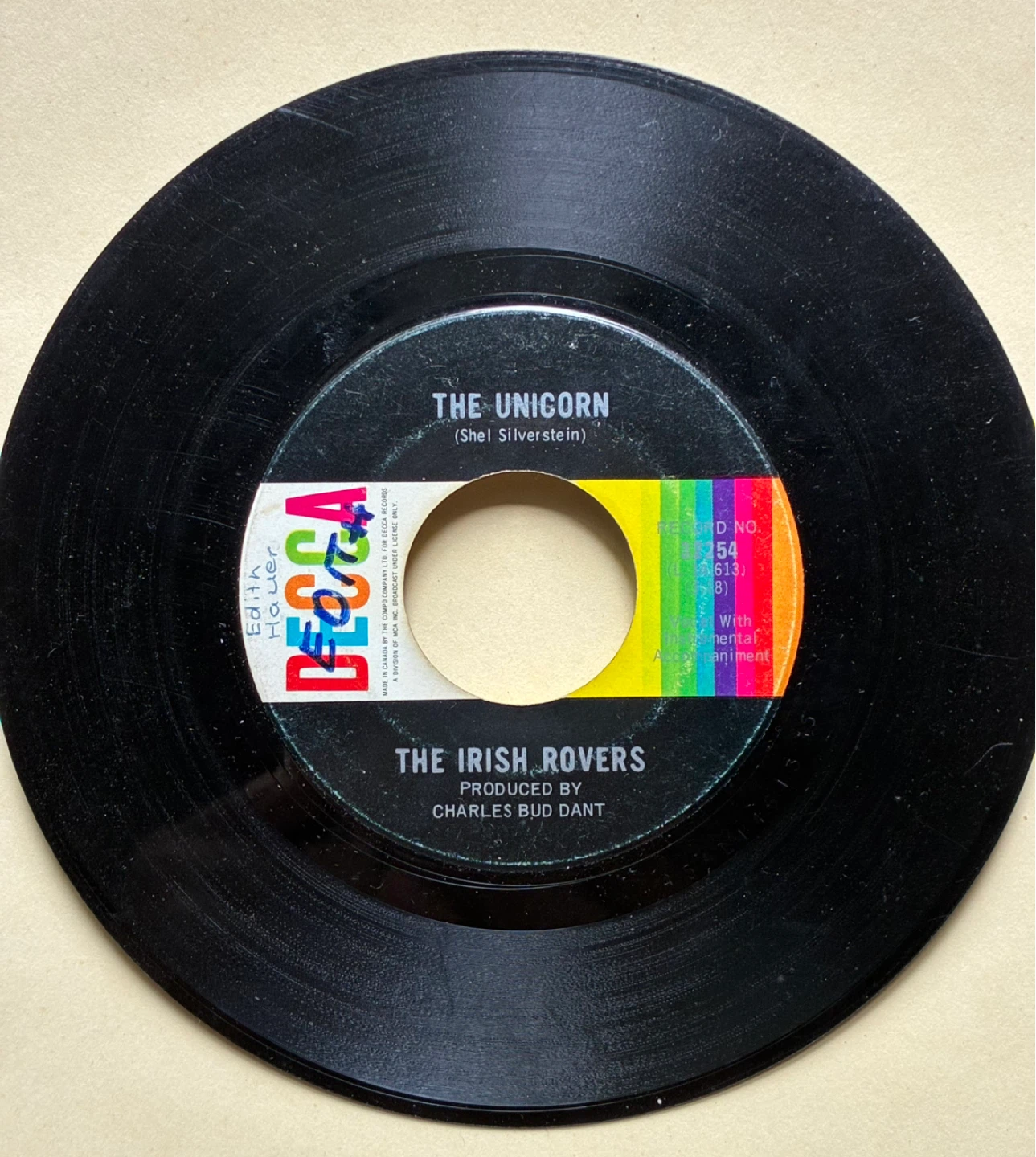 The Irish Rovers The Unicorn / Black Velvet Band 45 7 inch vinyl - photo 2
