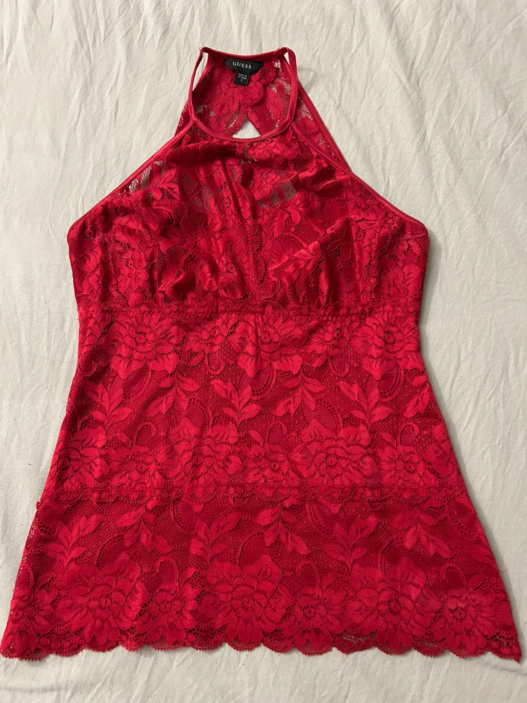 GUESS Red Lace Halter Top - Size S