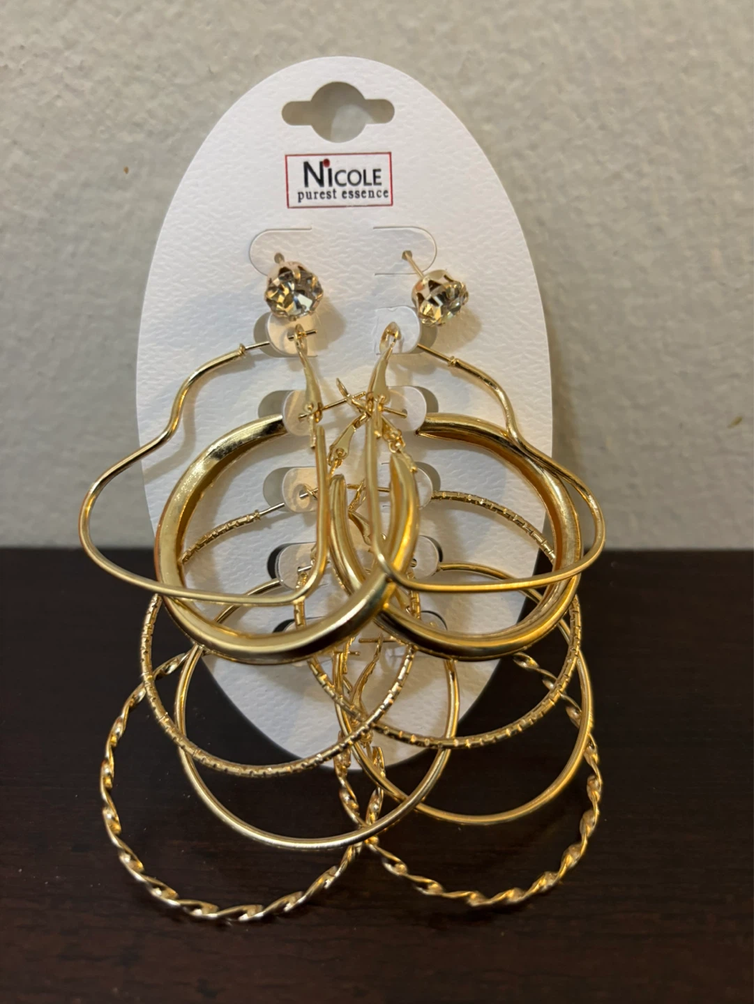 NEW-Nicole Purest Essence Gold Hoop Earring Set