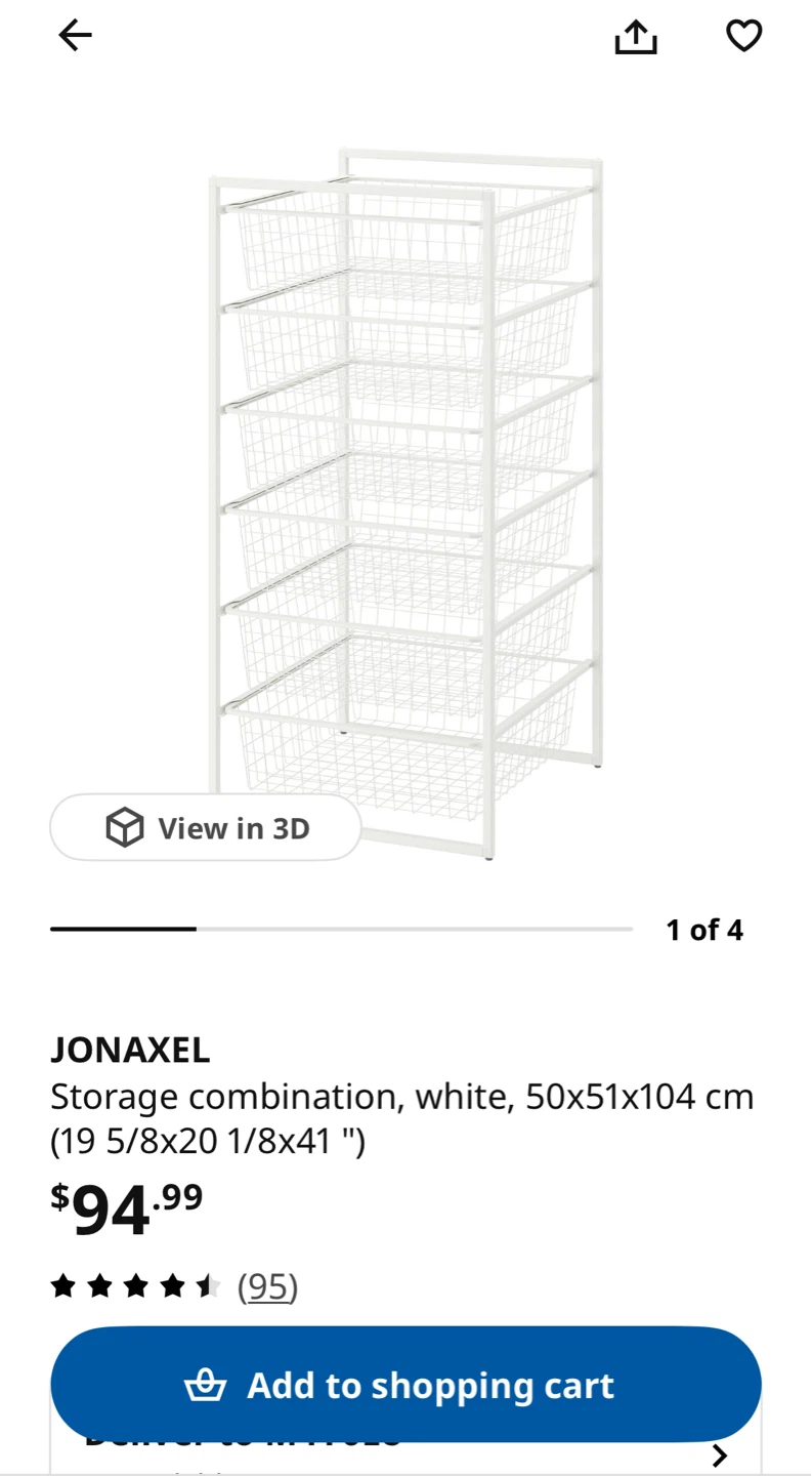 Asap***IKEA JONAXEL Storage Combination White 50x51x104 cm
