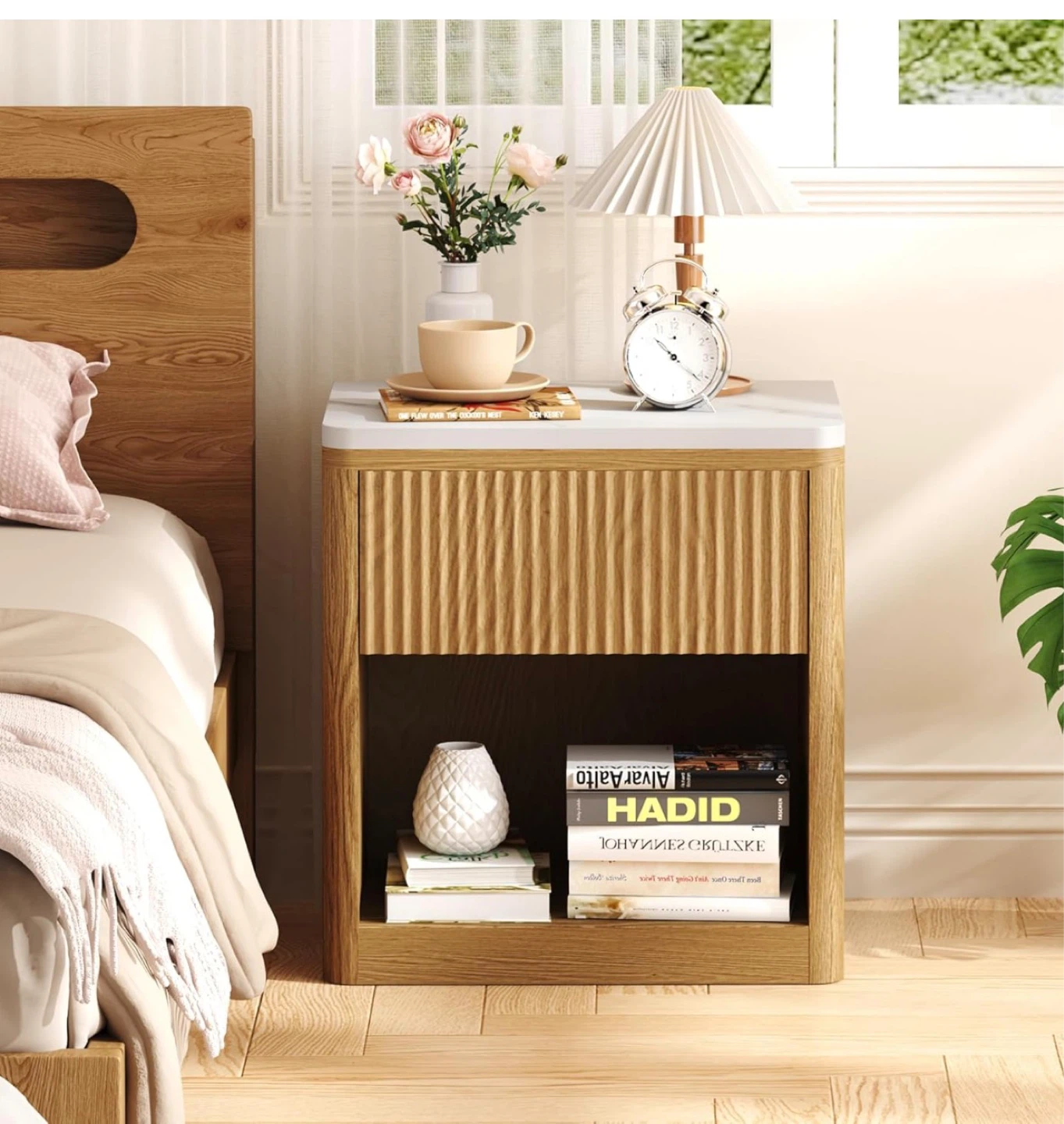 Wood Grain Nightstand 22” large with Faux Marble  Wood Top - photo 5