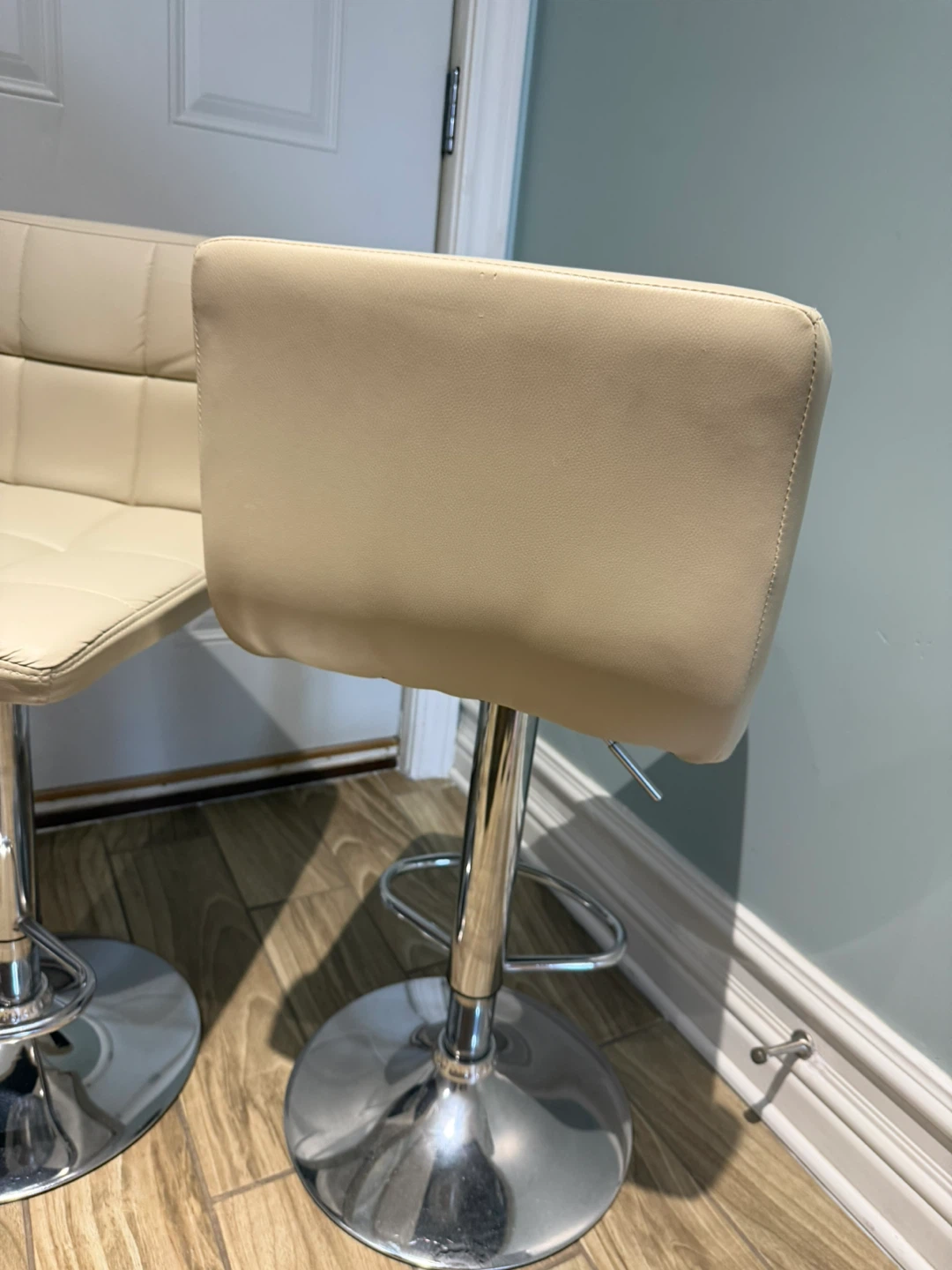Adjustable Swivel Bar Stools (Set of 2) - Cream - photo 2