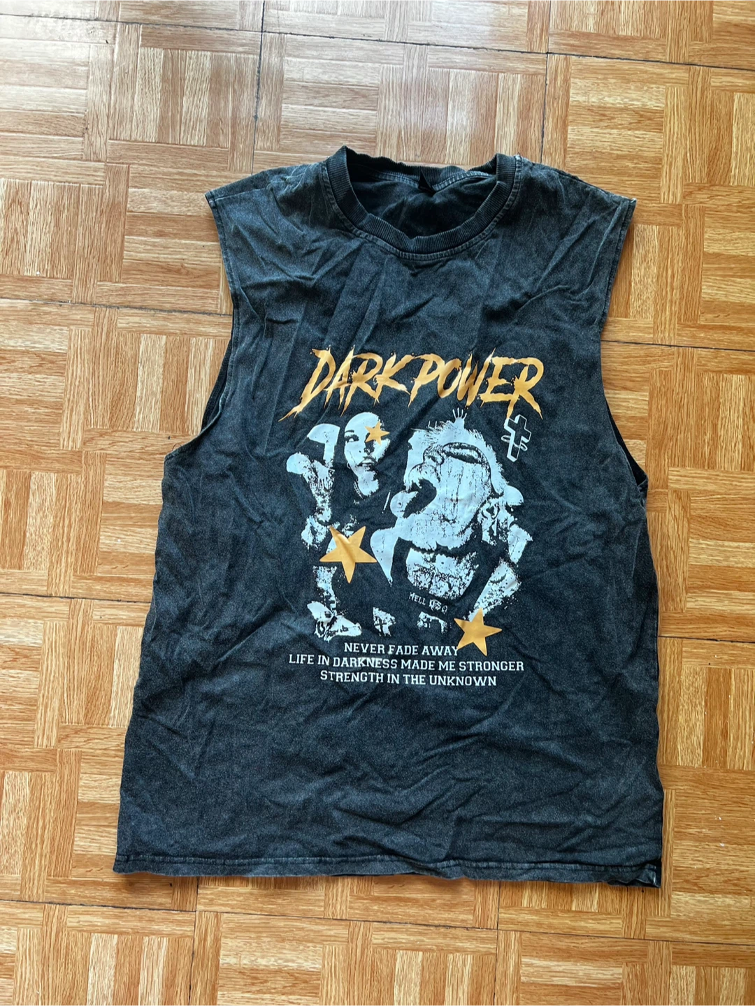 ROMWE Dark Power Graphic Muscle Tank Top XL