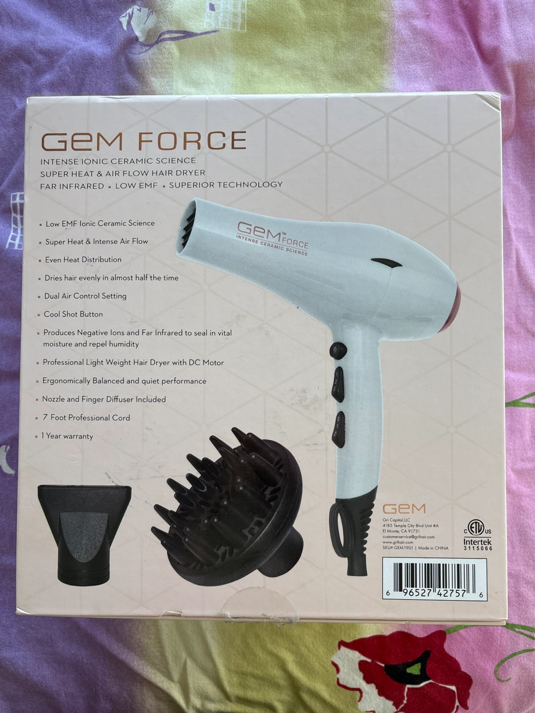 Gem Force Intense Ionic Ceramic Science Hair Dryer - photo 2