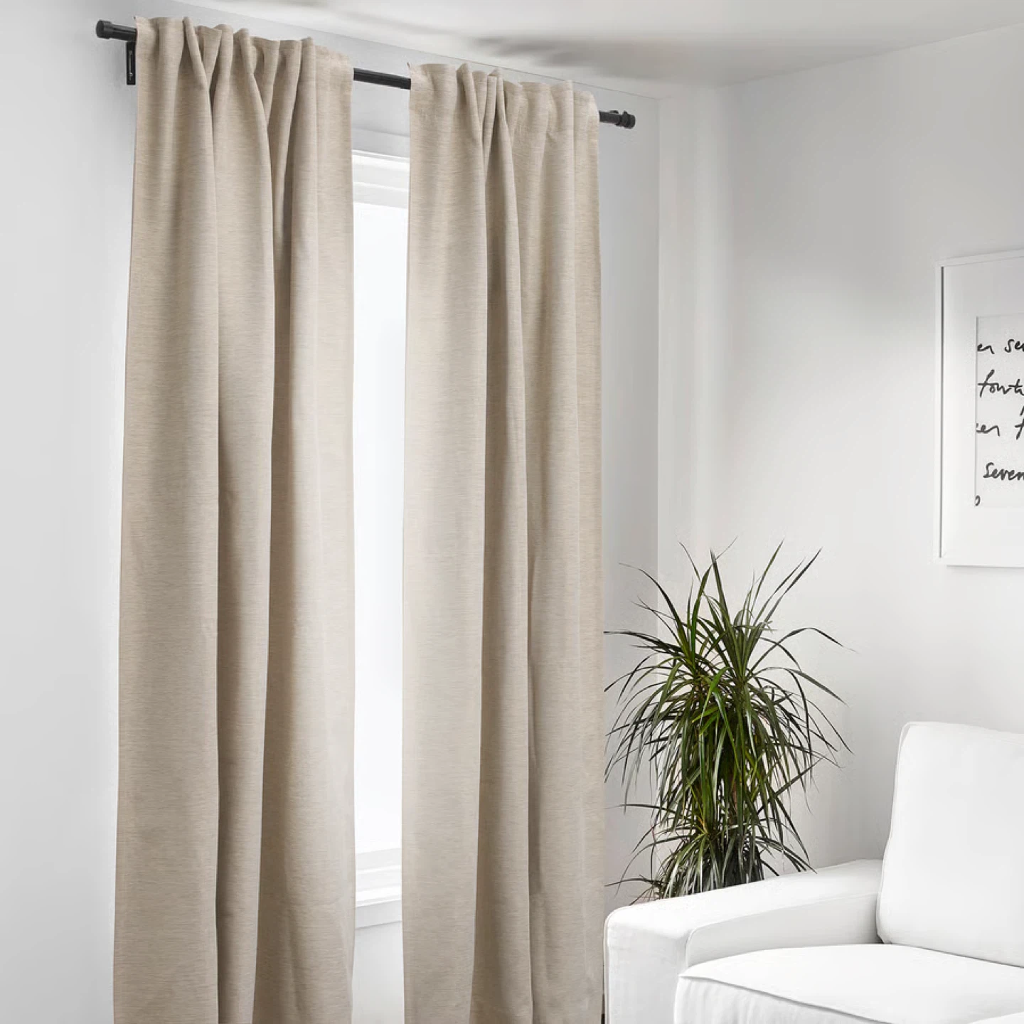 IKEA White Linen Blend Curtains