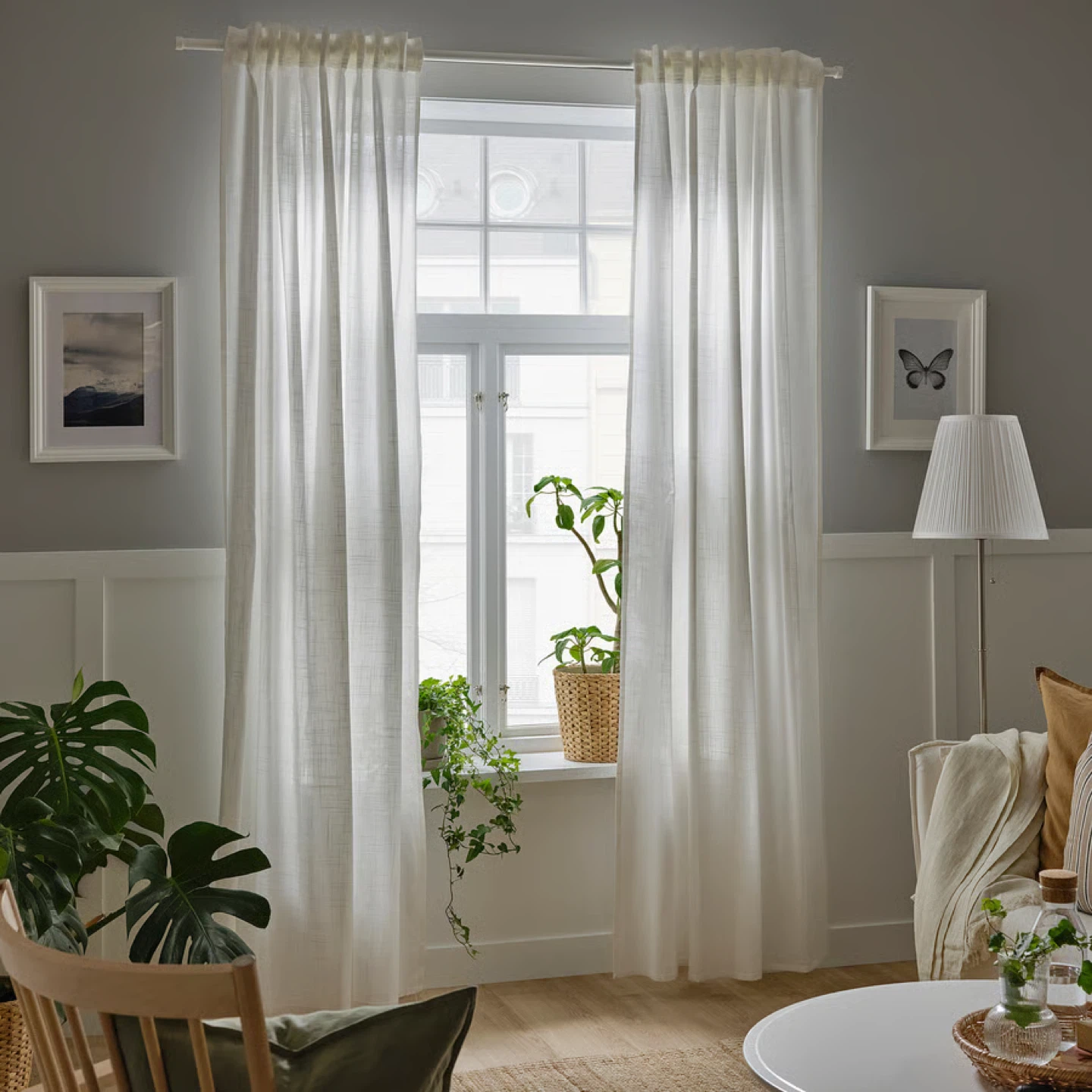 IKEA White Linen Blend Curtains - photo 2
