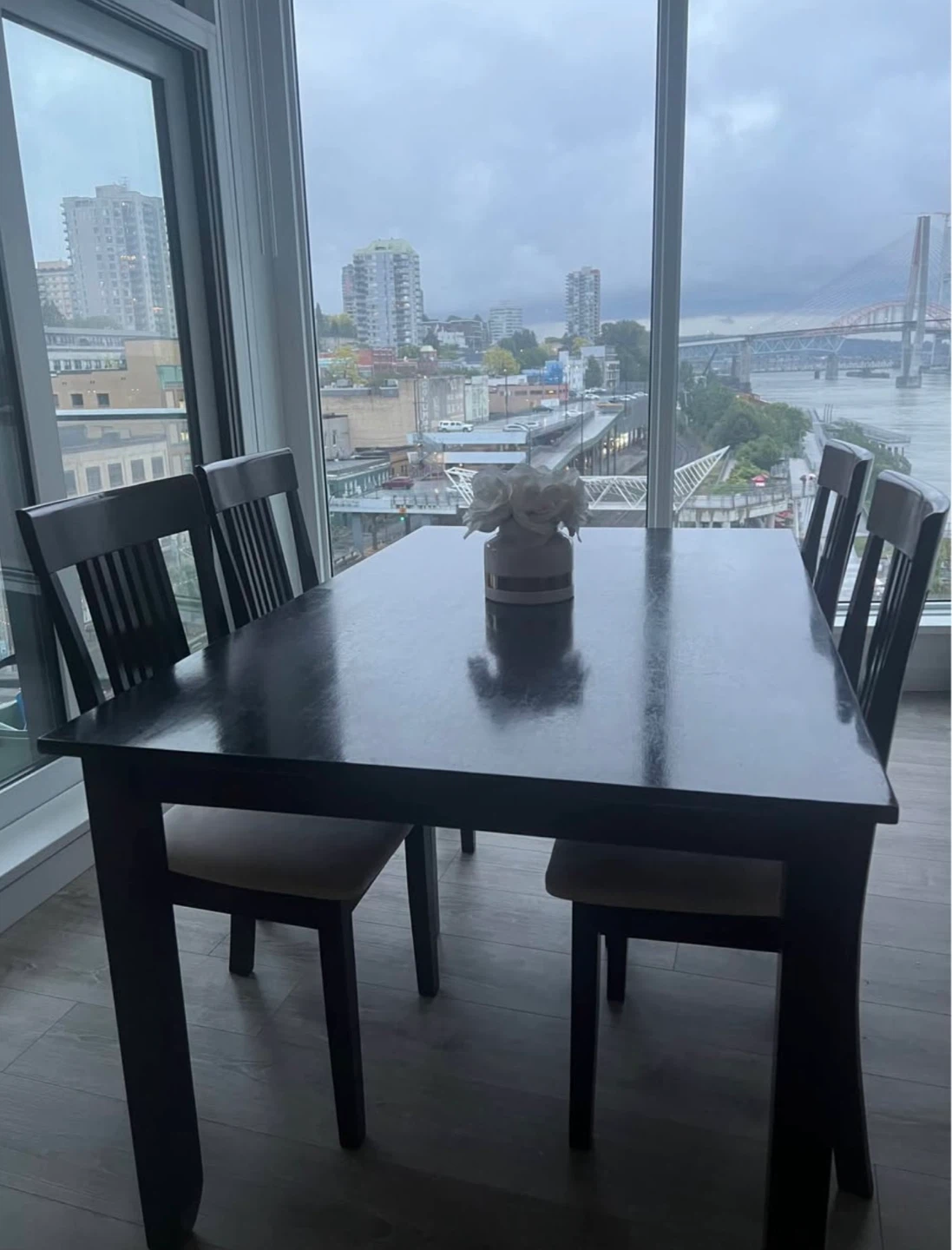 Dark Wood Dining Table with 4 Chairs