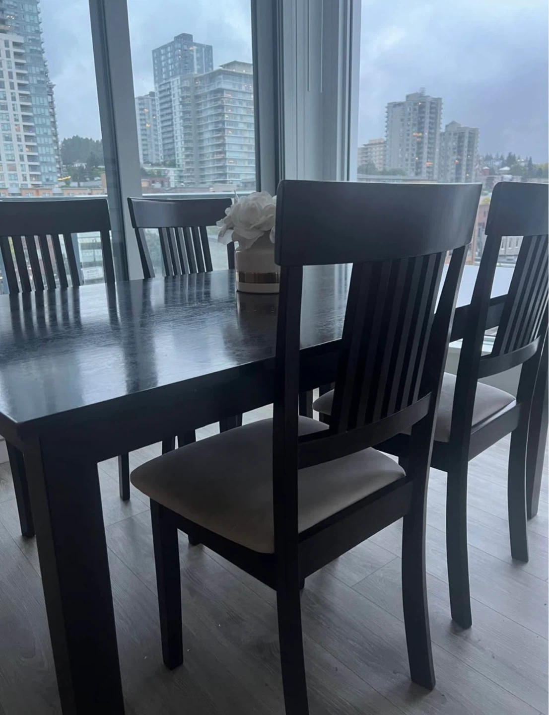 Dark Wood Dining Table with 4 Chairs - photo 2