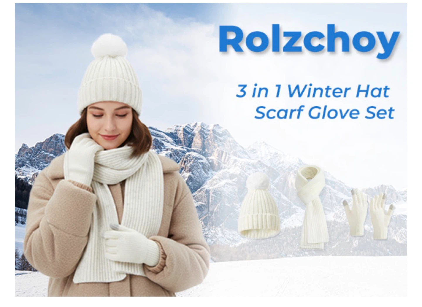 Rolzchoy 3-in-1 Winter Hat Scarf Glove Set - photo 2