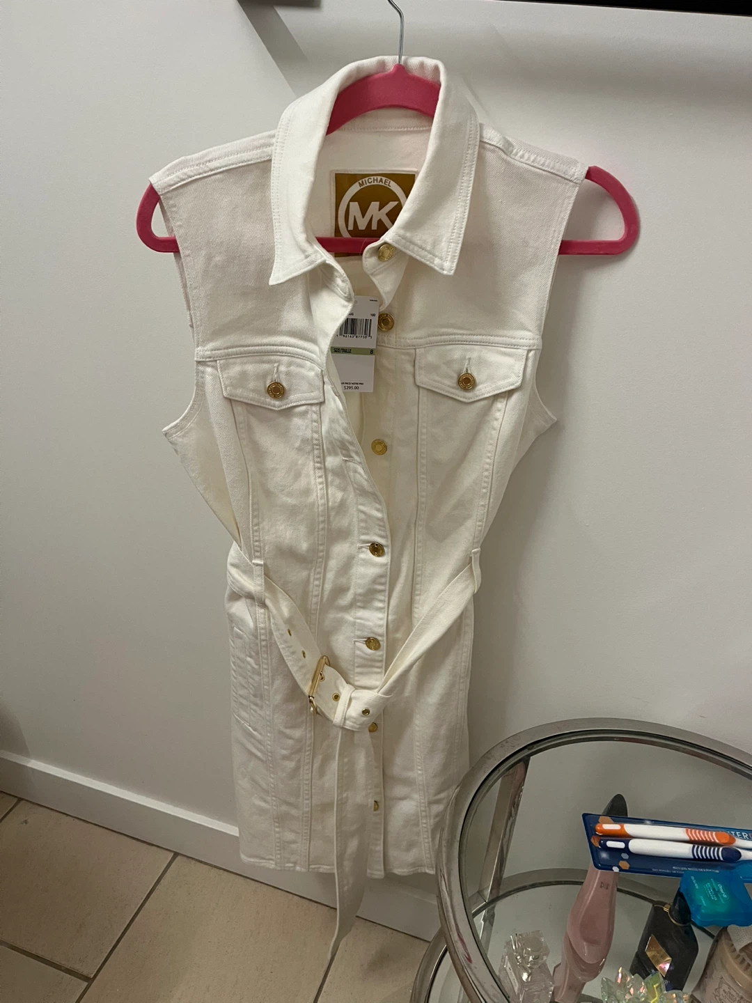 Michael Kors White Sleeveless Denim Dress Size S