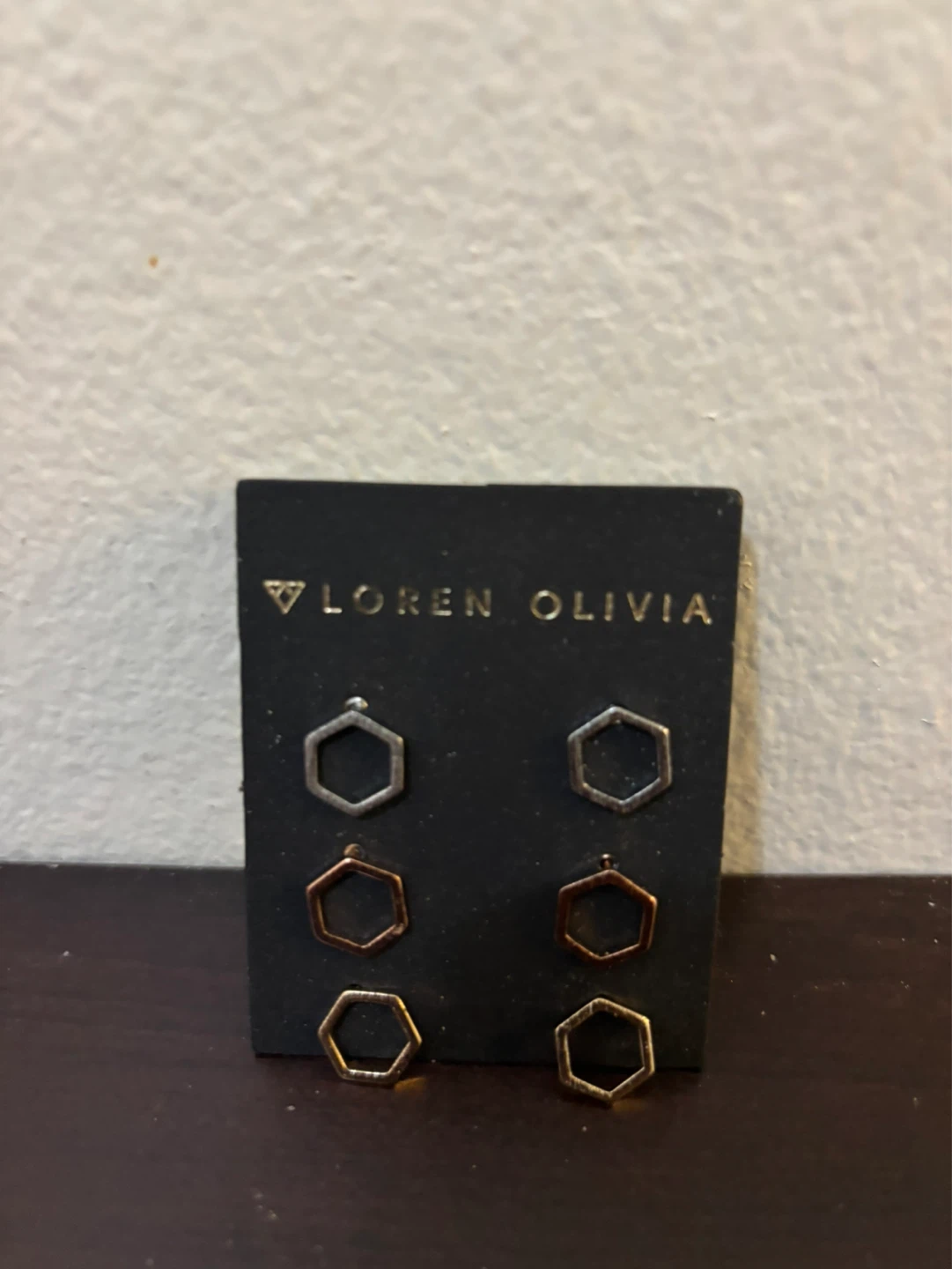 NEW-Loren Olivia Hexagon Earrings Set