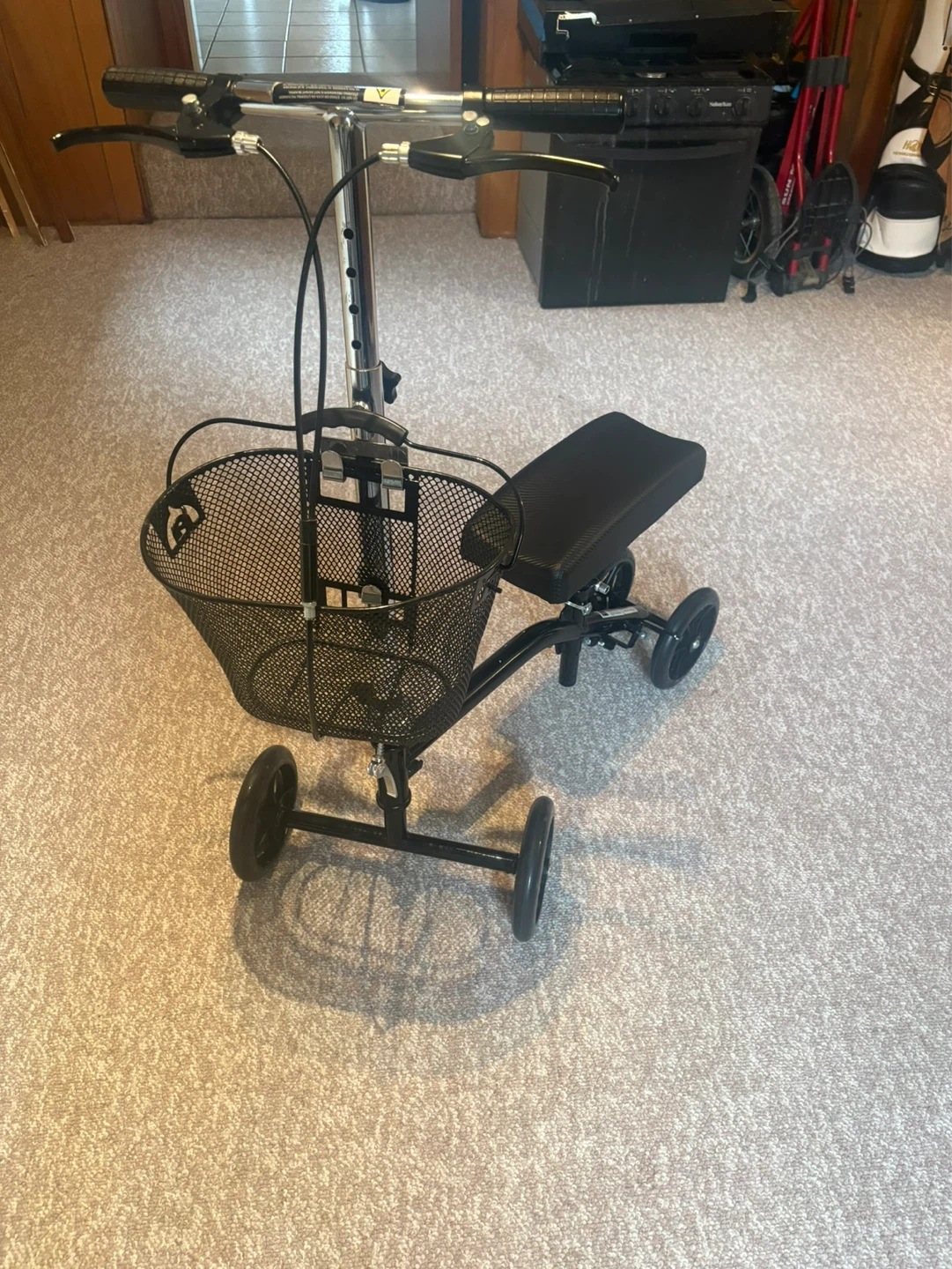 Black Folding Knee Scooter with Basket - photo 2