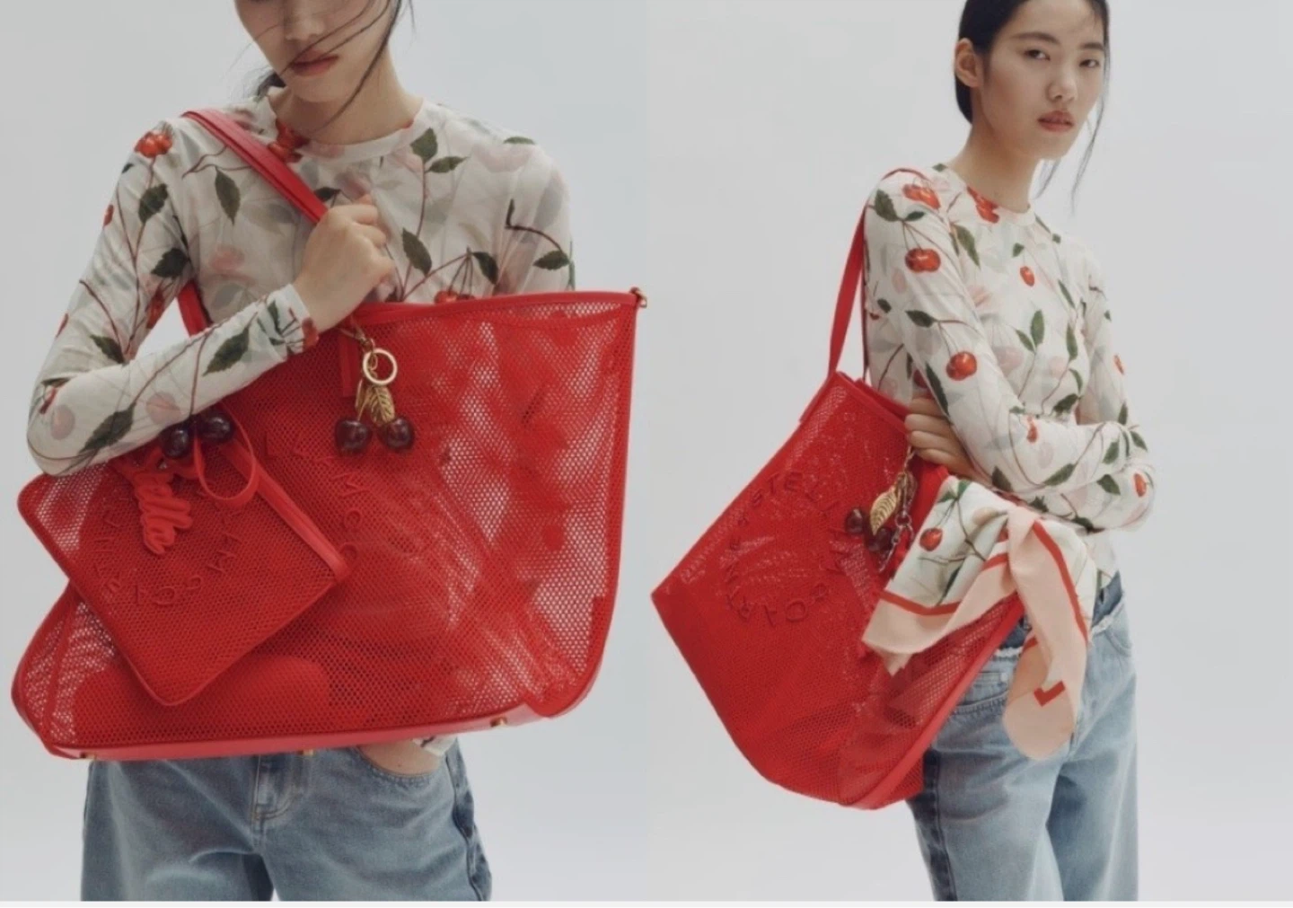 Stella McCartney Red Mesh Tote Bag with Pouch - photo 2