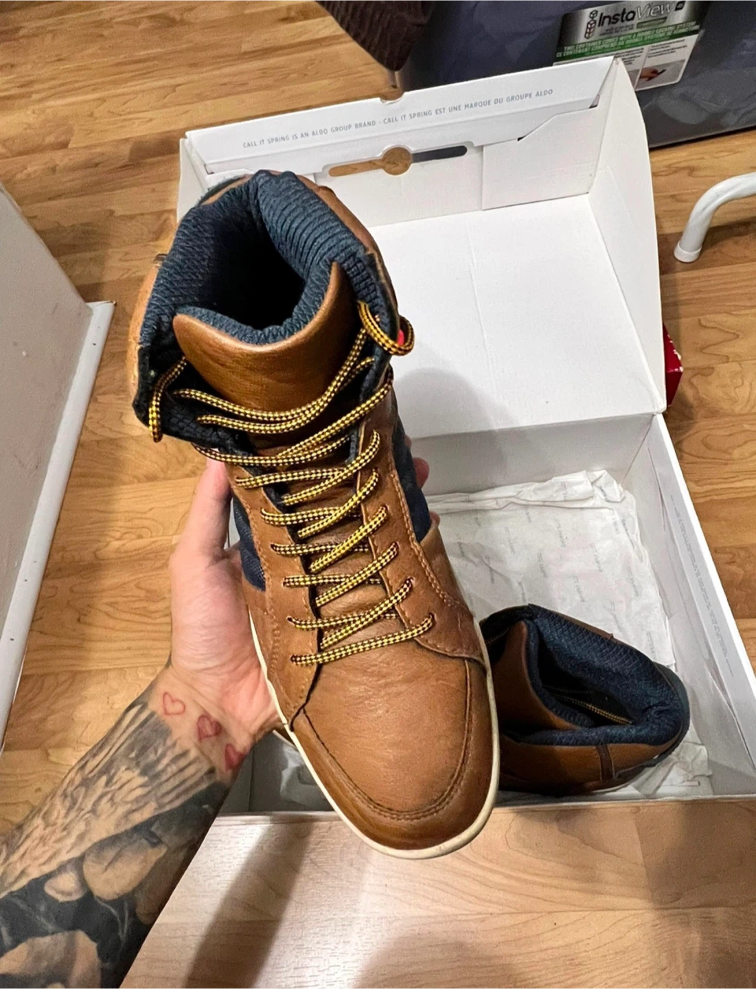 Brown Leather High-Top Sneakers - size 11 - photo 2