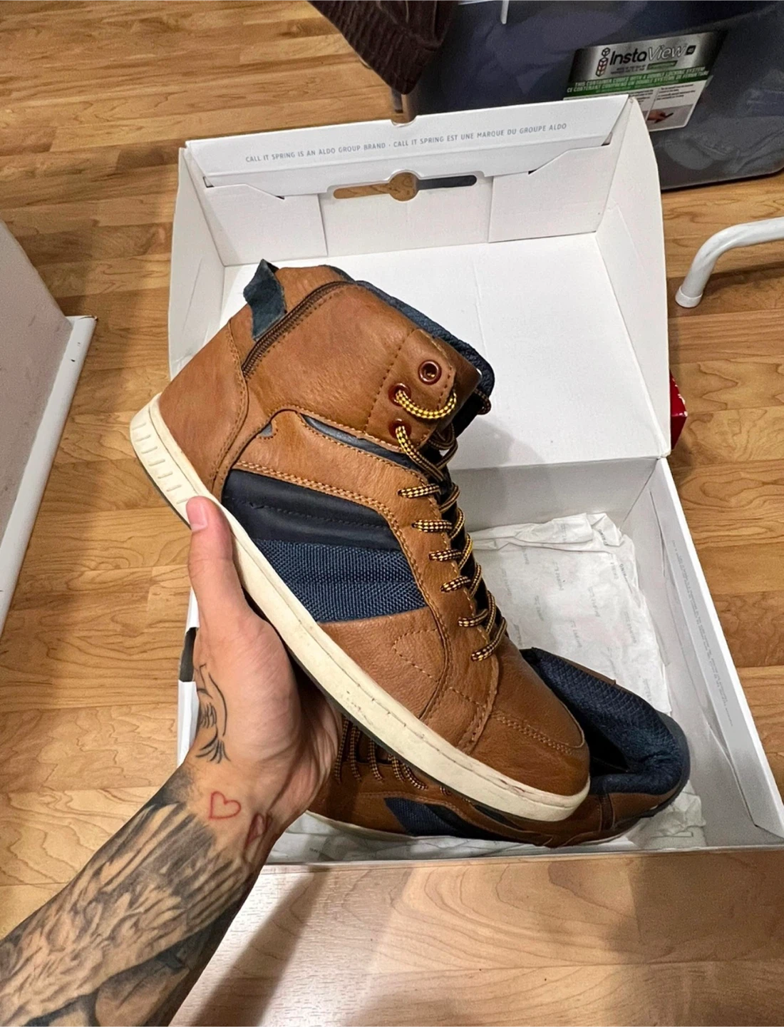 Brown Leather High-Top Sneakers - size 11