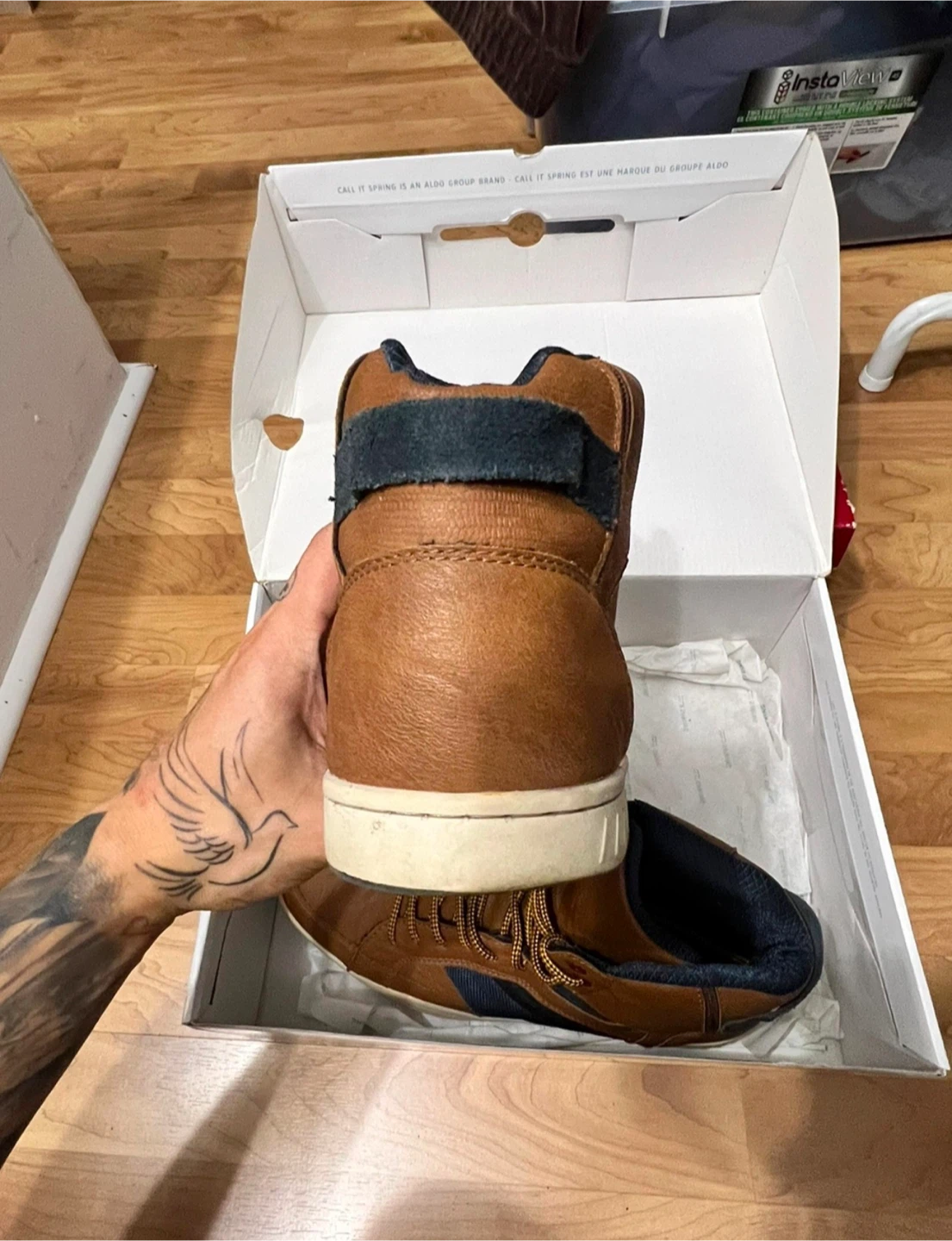 Brown Leather High-Top Sneakers - size 11 - photo 5