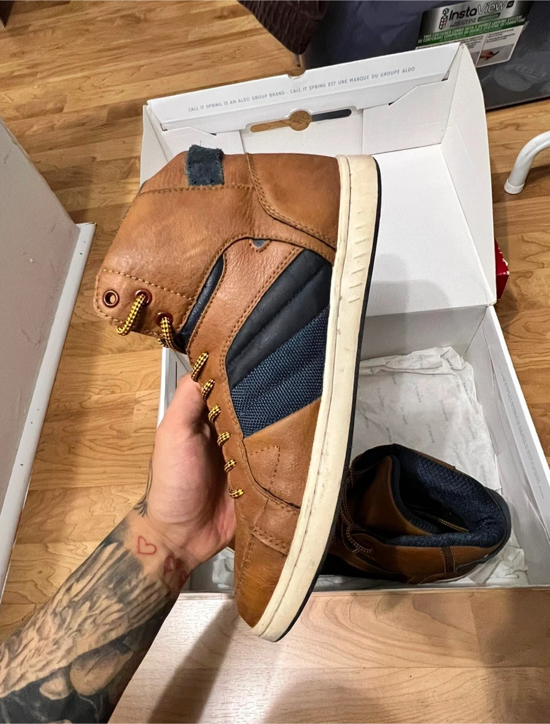 Brown Leather High-Top Sneakers - size 11 - photo 3