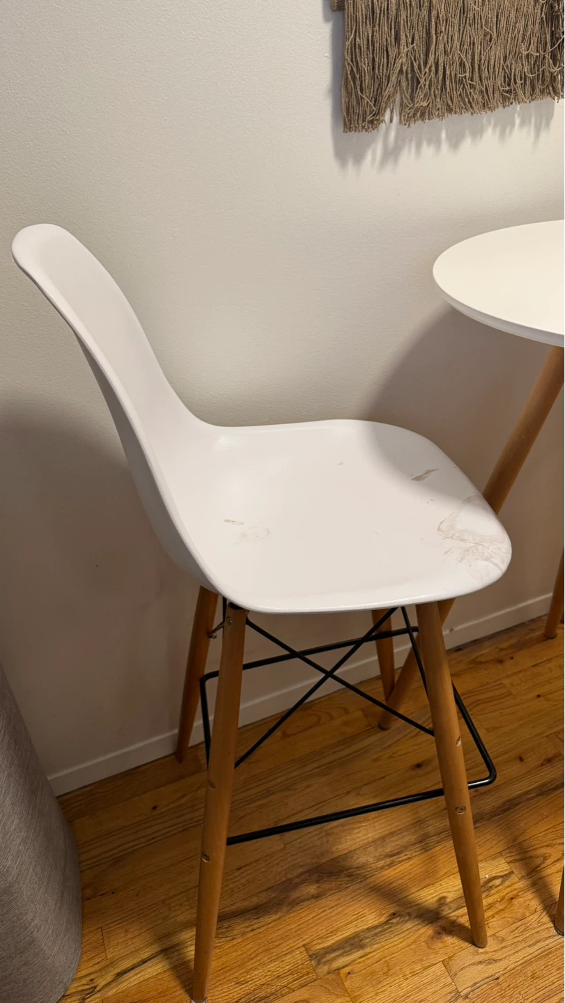 Modern White Bistro Table Set with 2 Mid-Century Bar Stools - photo 4