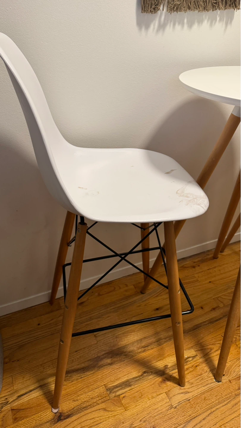 Modern White Bistro Table Set with 2 Mid-Century Bar Stools - photo 5