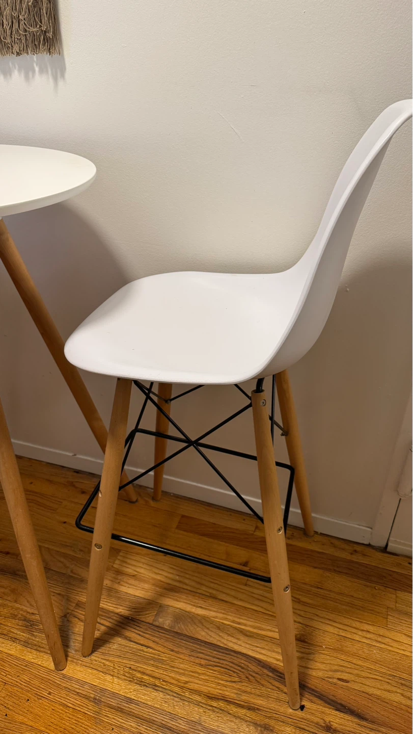 Modern White Bistro Table Set with 2 Mid-Century Bar Stools - photo 3