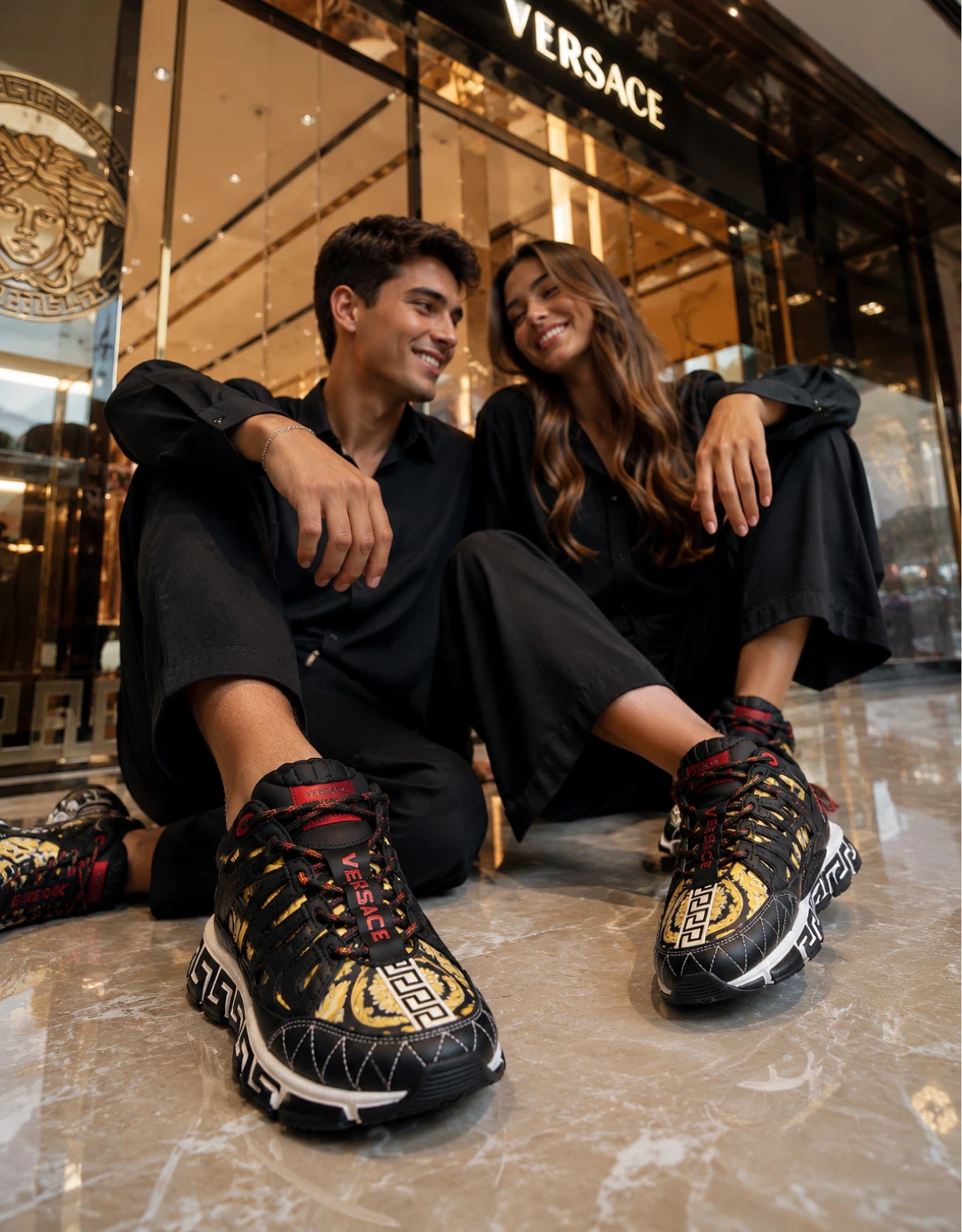 Versace Black & Yellow Medusa Sneakers