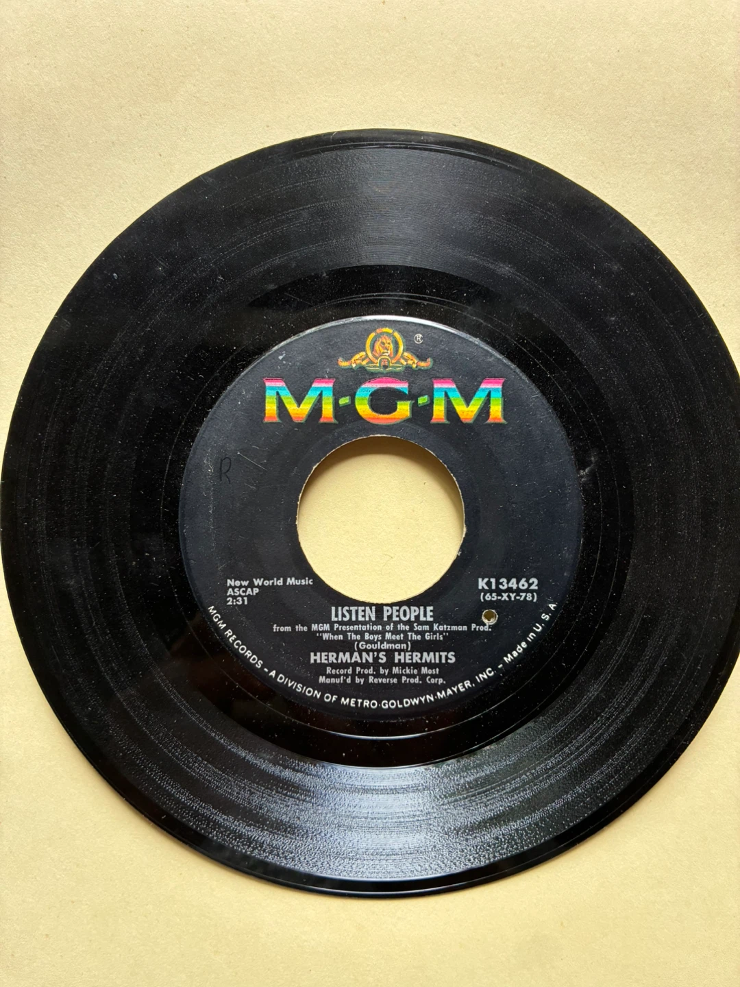Herman's Hermits Listen People Got A Feeling  Vinyl 7" 45 single - photo 2