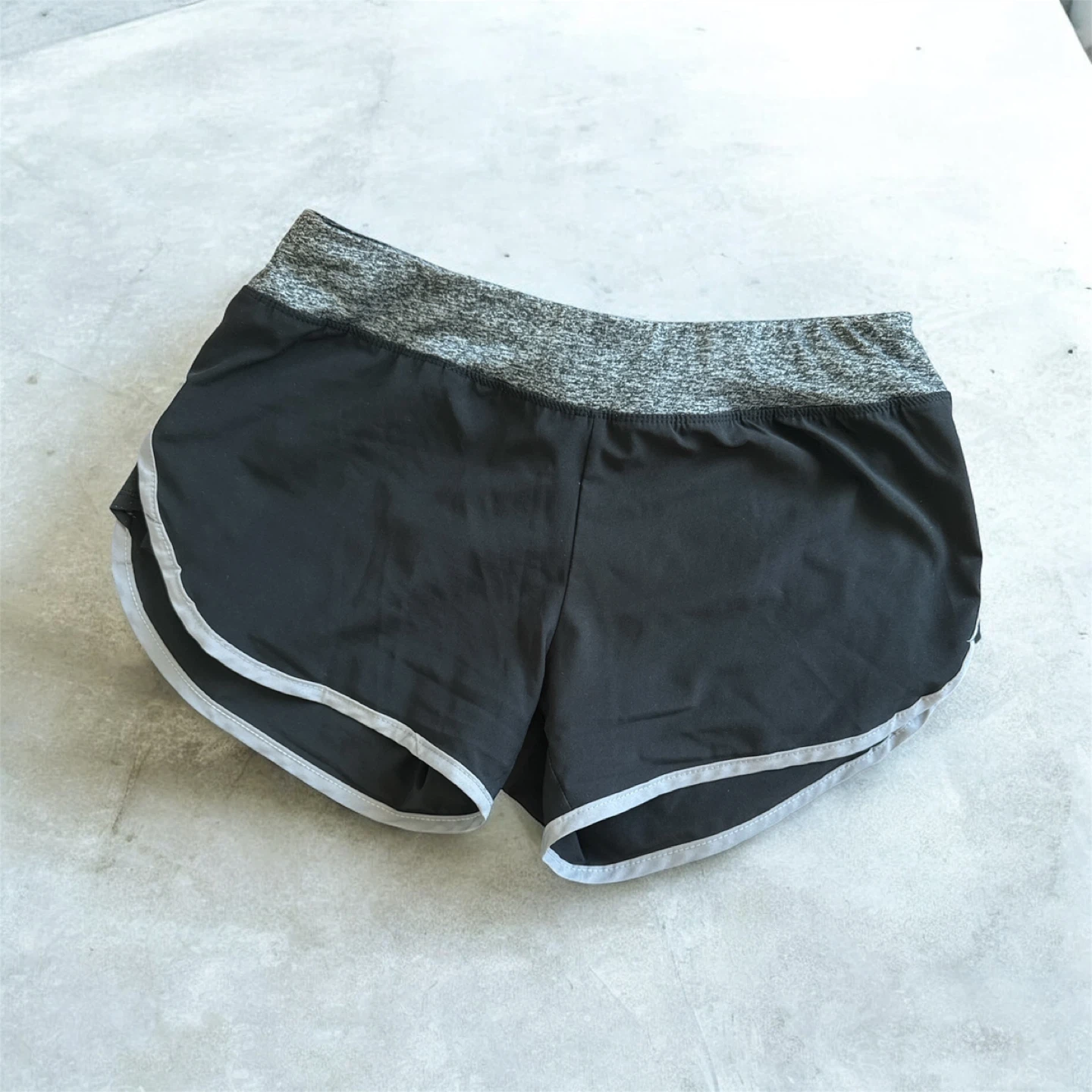Black Running Shorts with Grey Trim