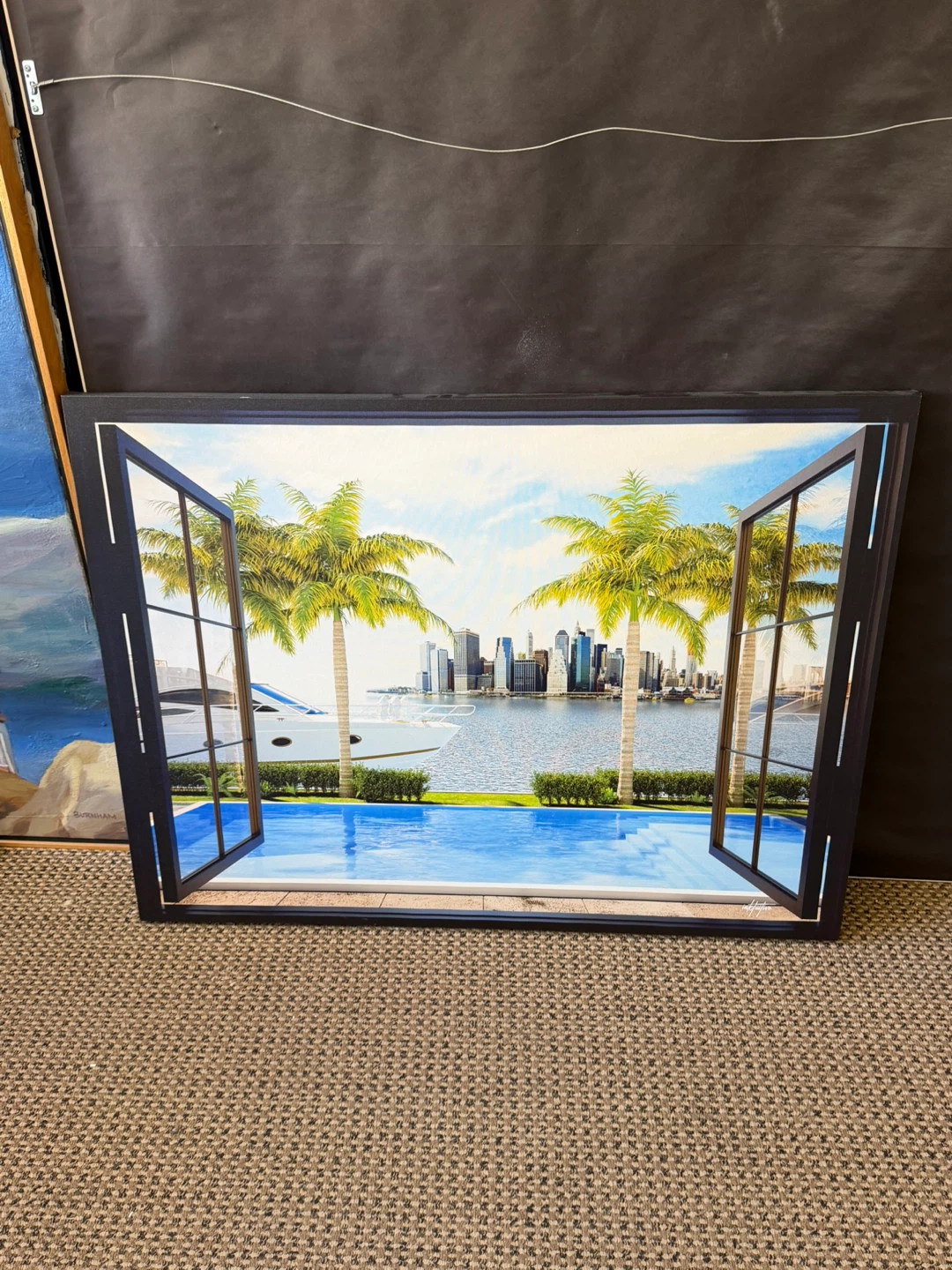 Illusion Art Painting - Yacht and Cityscape View