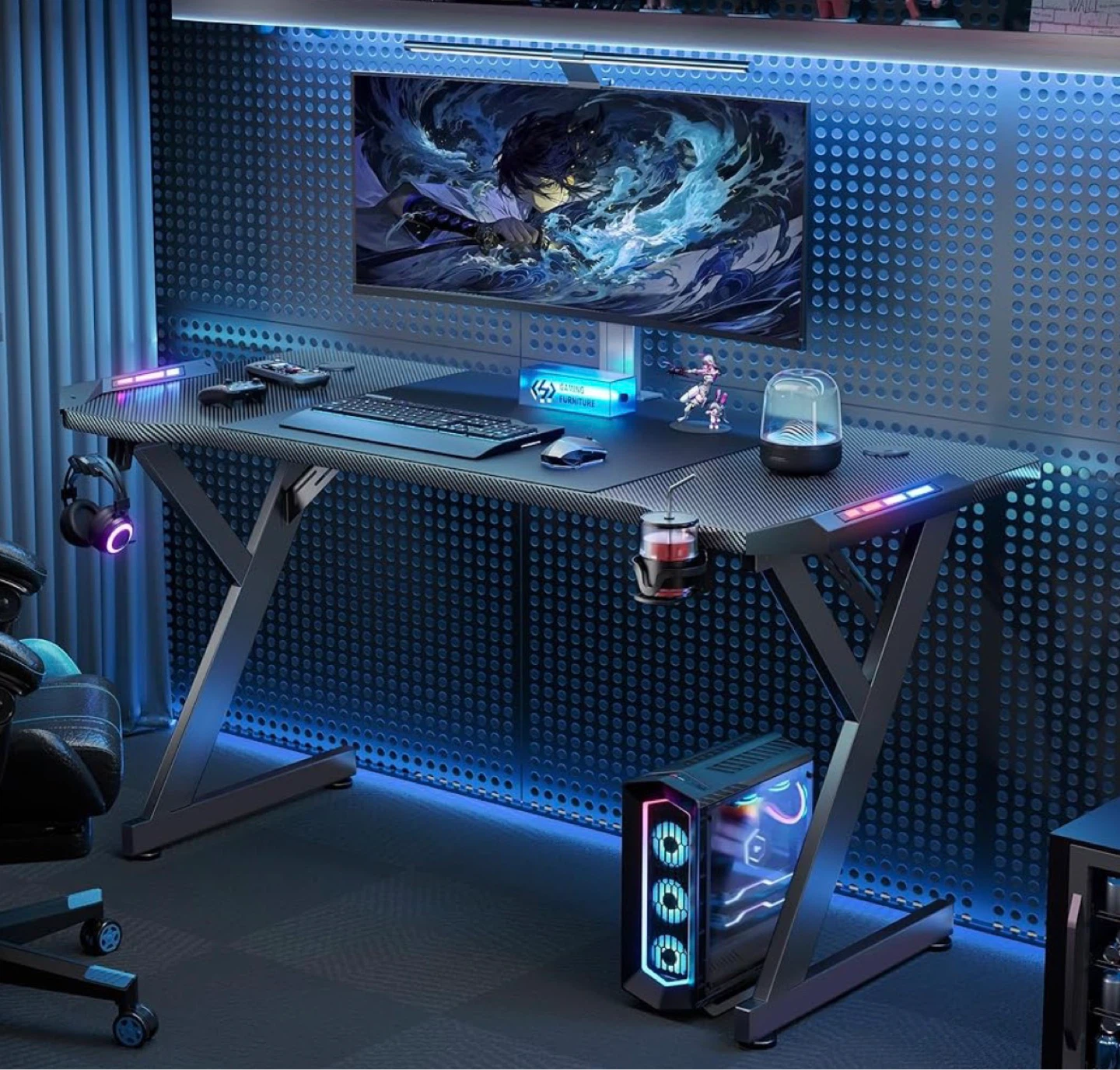 Gaming Desk with RGB Lights and 100kg Capacity - photo 2