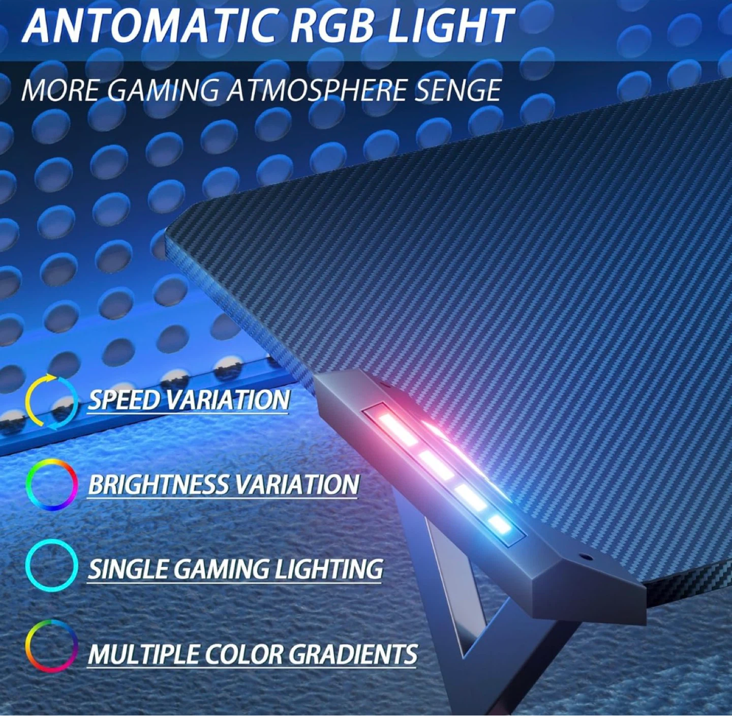 Gaming Desk with RGB Lights and 100kg Capacity - photo 5