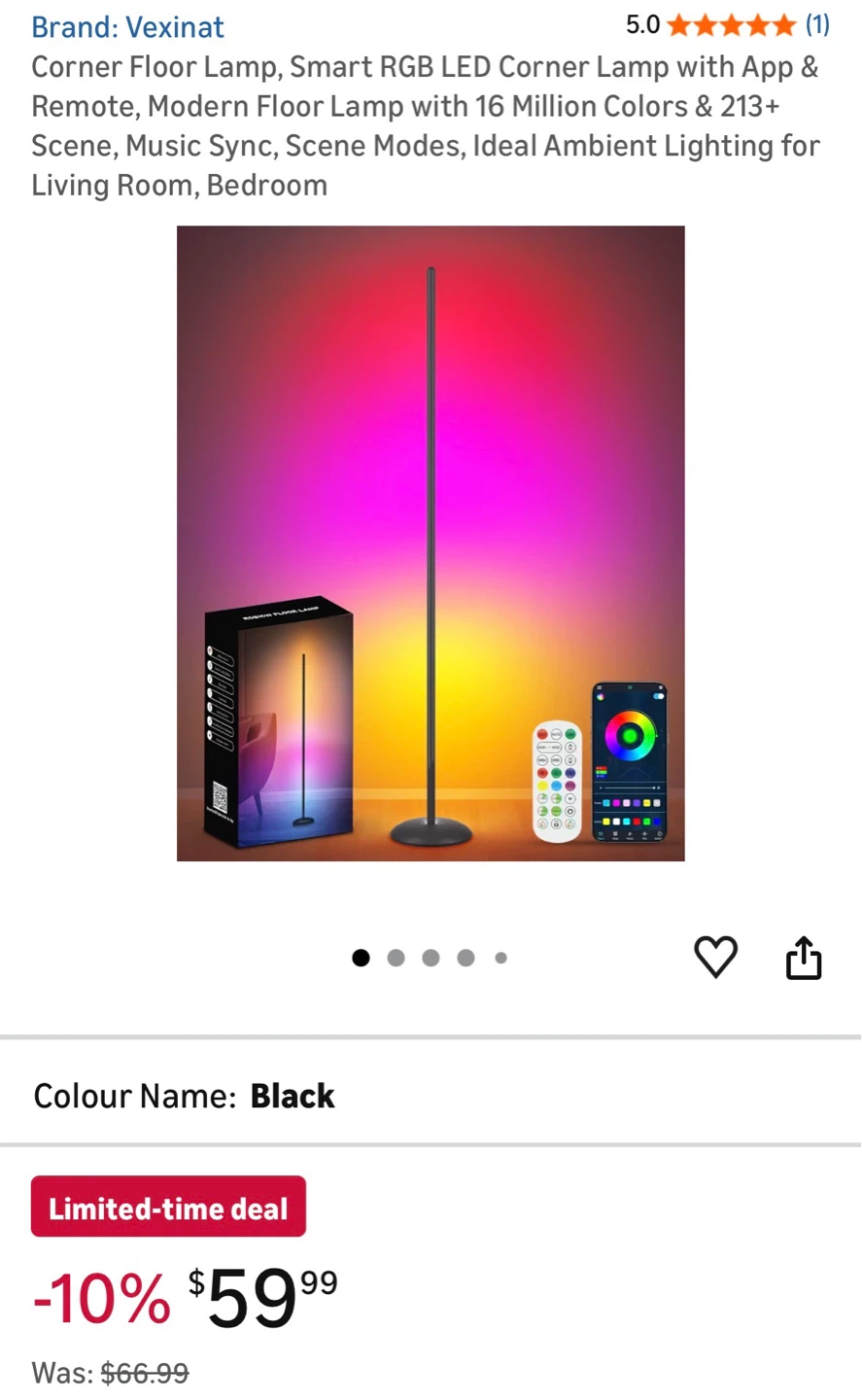 Smart RGB LED Corner Floor Lamp - photo 3