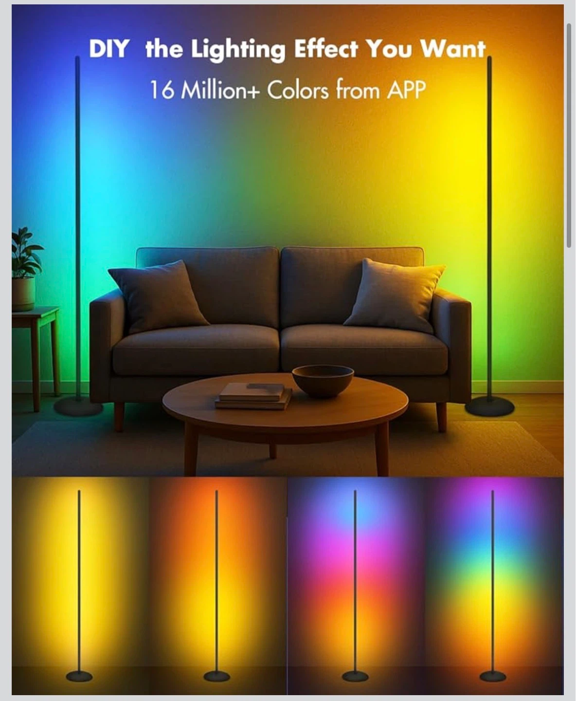 Smart RGB LED Corner Floor Lamp - photo 4