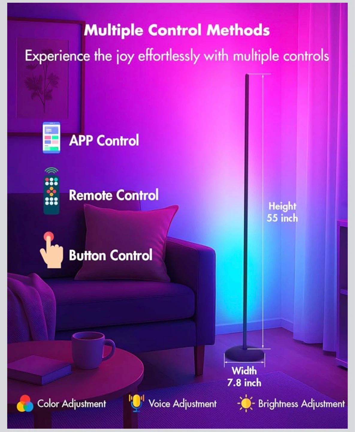 Smart RGB LED Corner Floor Lamp - photo 5