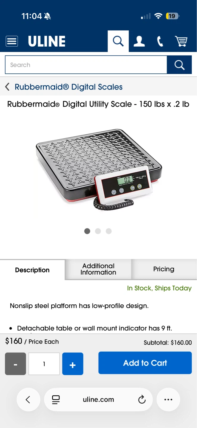 Rubbermaid Digital Utility Scale - 150 lbs x 0.2 lb - photo 2