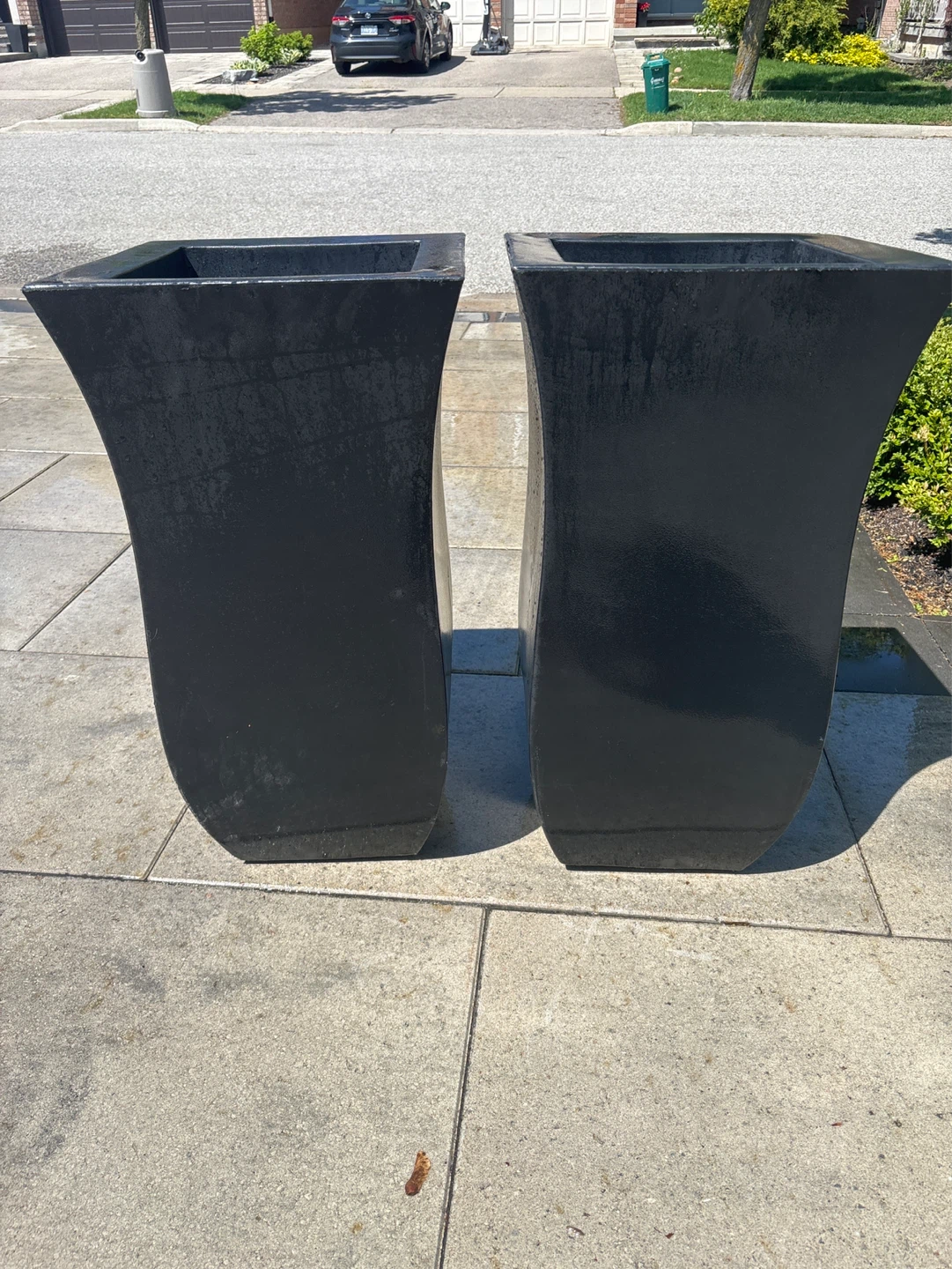 Pair of Black Tall Square Planters