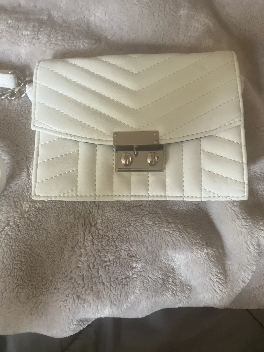 Express White Quilted Crossbody Bag