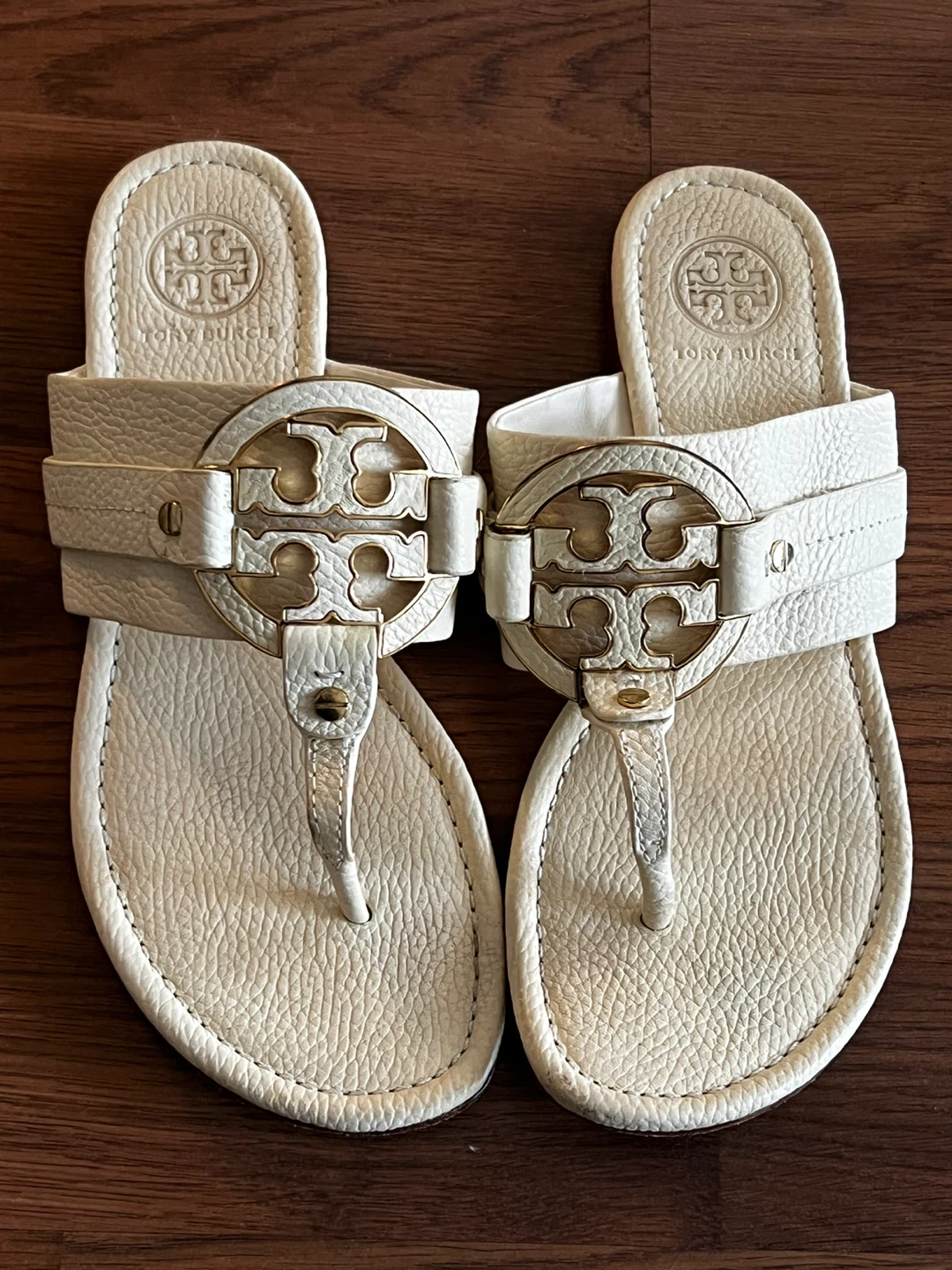 Tory Burch White Leather Miller Sandals Size 9
