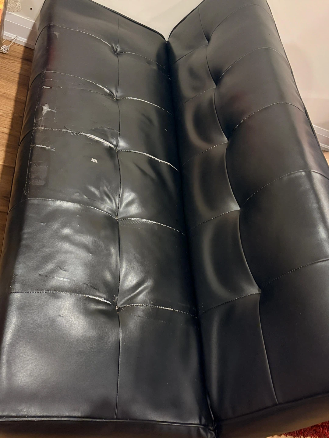 Black Faux Leather Futon Sofa Bed - photo 3