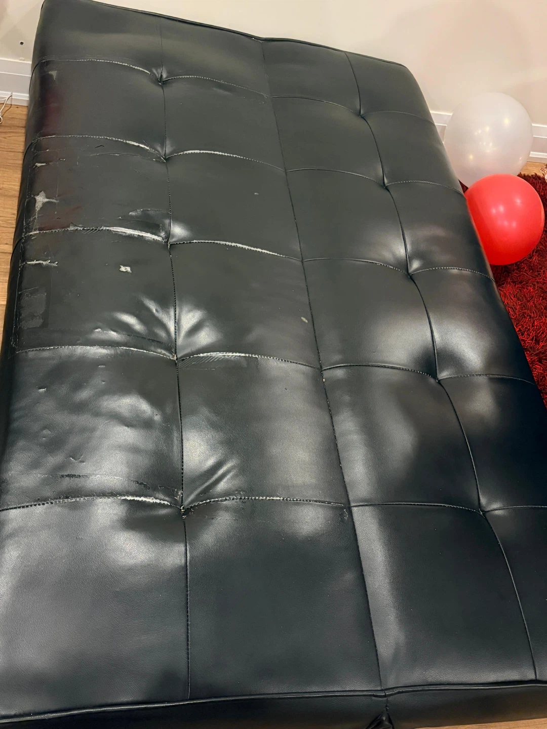 Black Faux Leather Futon Sofa Bed