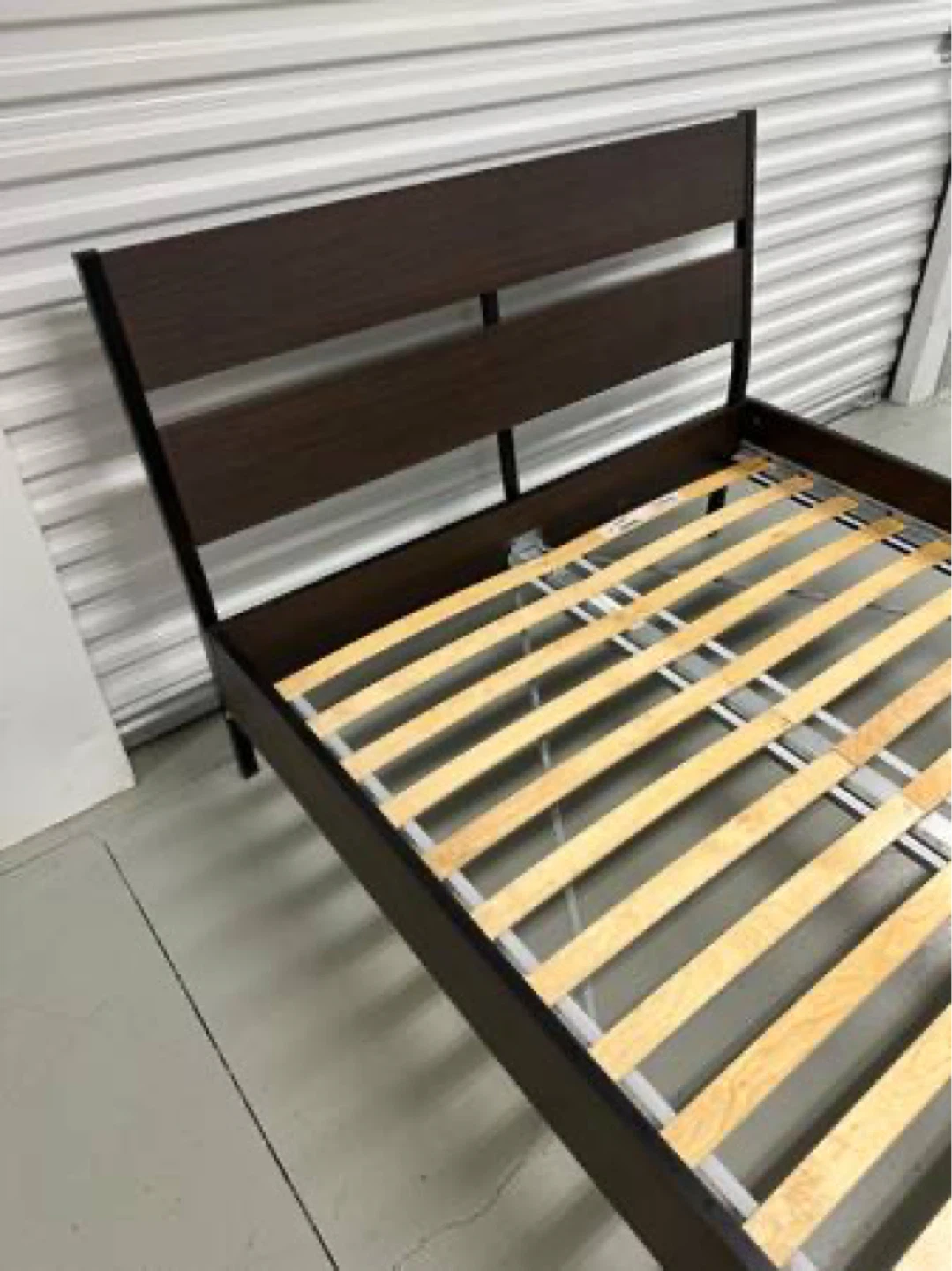 Queen Dark Wood and Metal Bed Frame