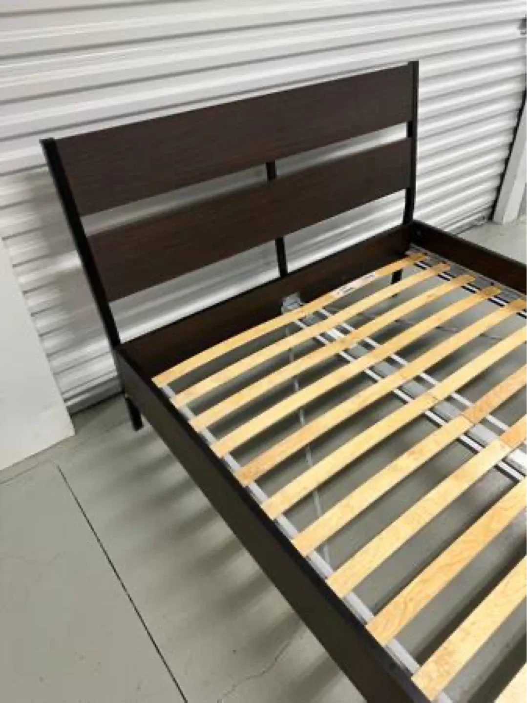 Queen Dark Wood and Metal Bed Frame