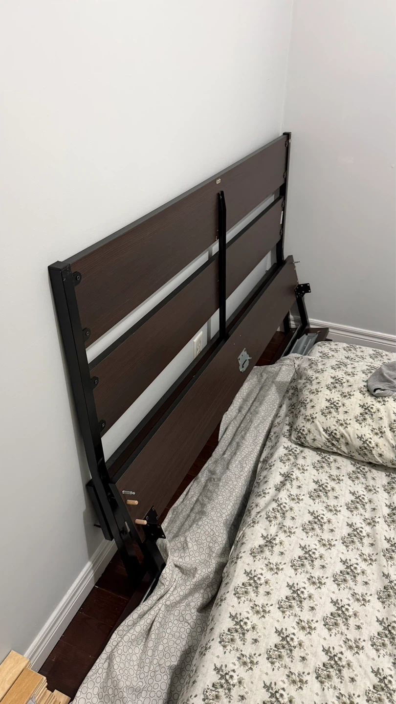 Queen Dark Wood and Metal Bed Frame - photo 2