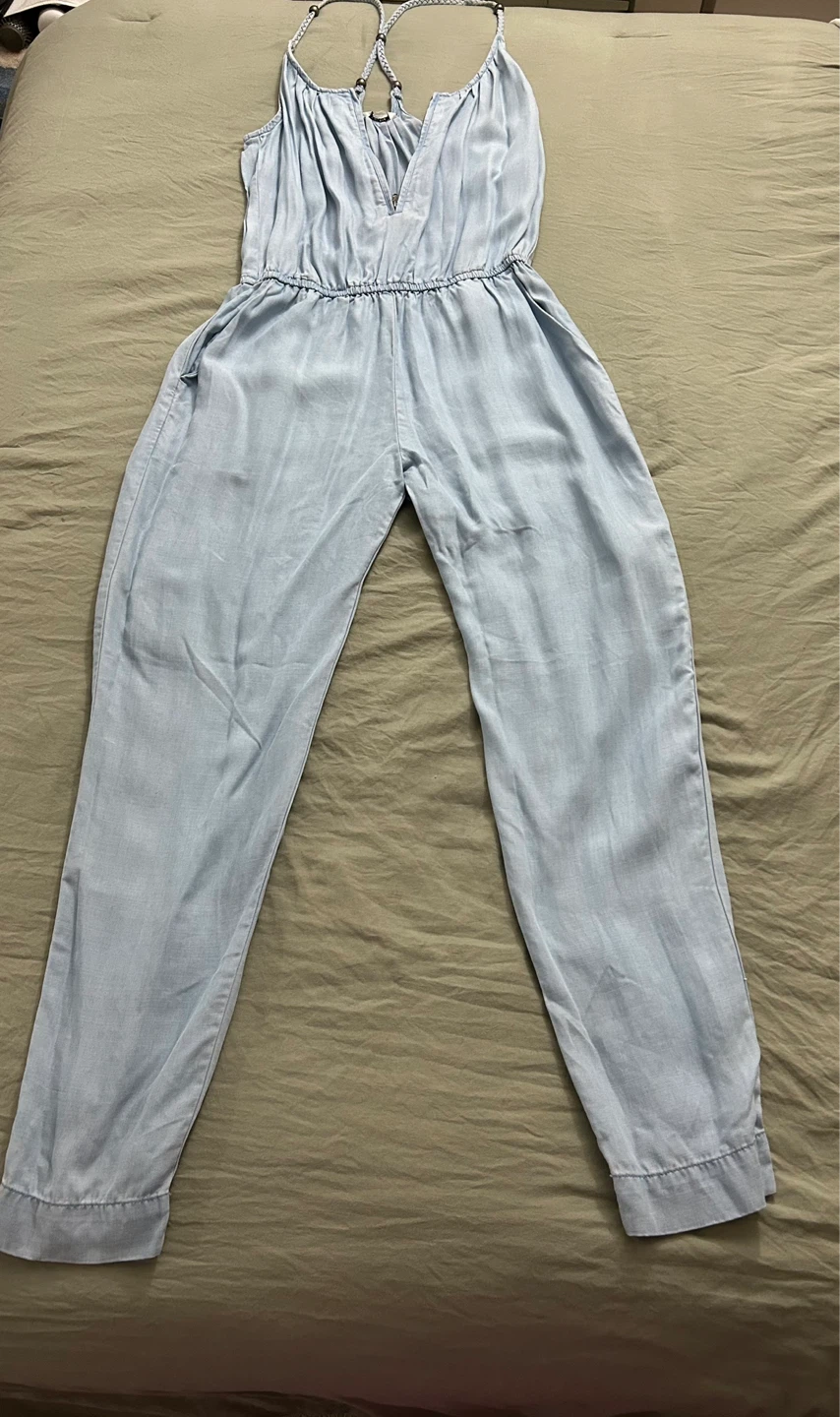 Light Blue Chambray Jumpsuit