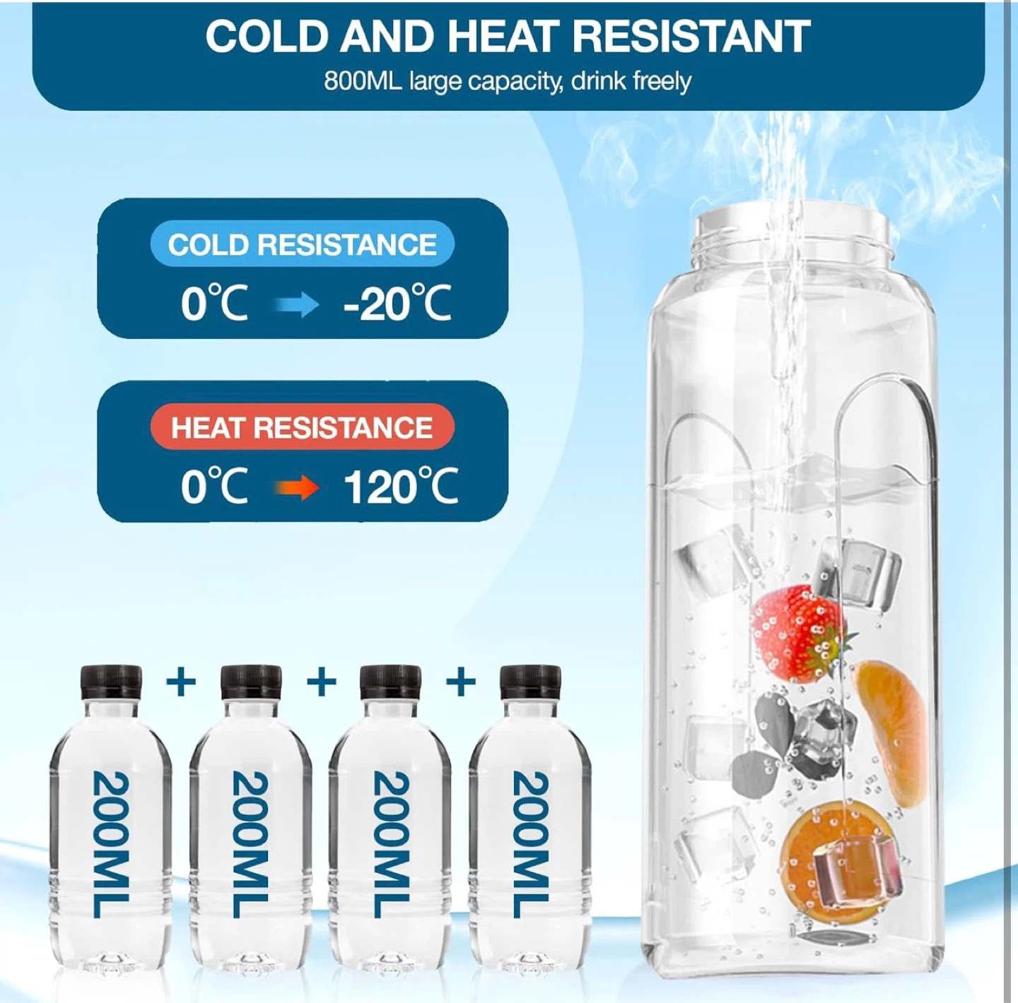Water Bottle with Straw and Direct Drink Mouth, 800ml - photo 4