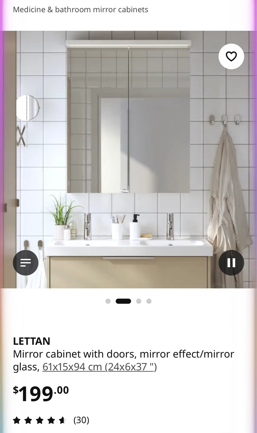 IKEA LETTAN Mirror Cabinet with Doors - photo 4