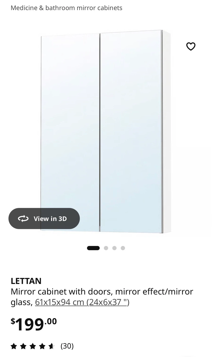IKEA LETTAN Mirror Cabinet with Doors