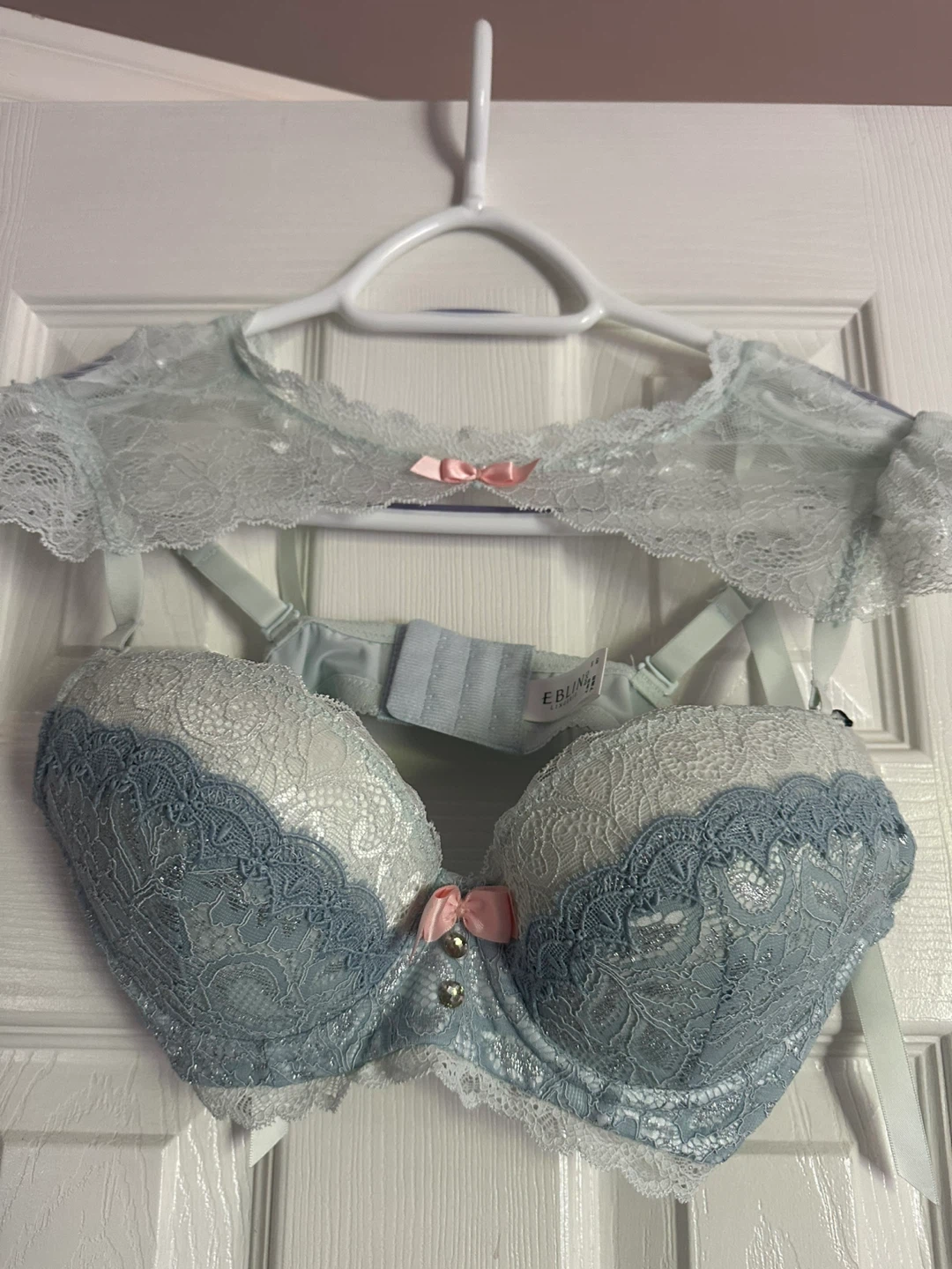 EBLIN Lingerie Bra Set - Blue/White Lace